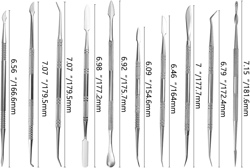 TOVOT 10PCS Stainless Steel Clay Sculpting Tools Metal Sculpting Tools Double-Side Clay Modeling Tools Wax Carving Tools (Silver)