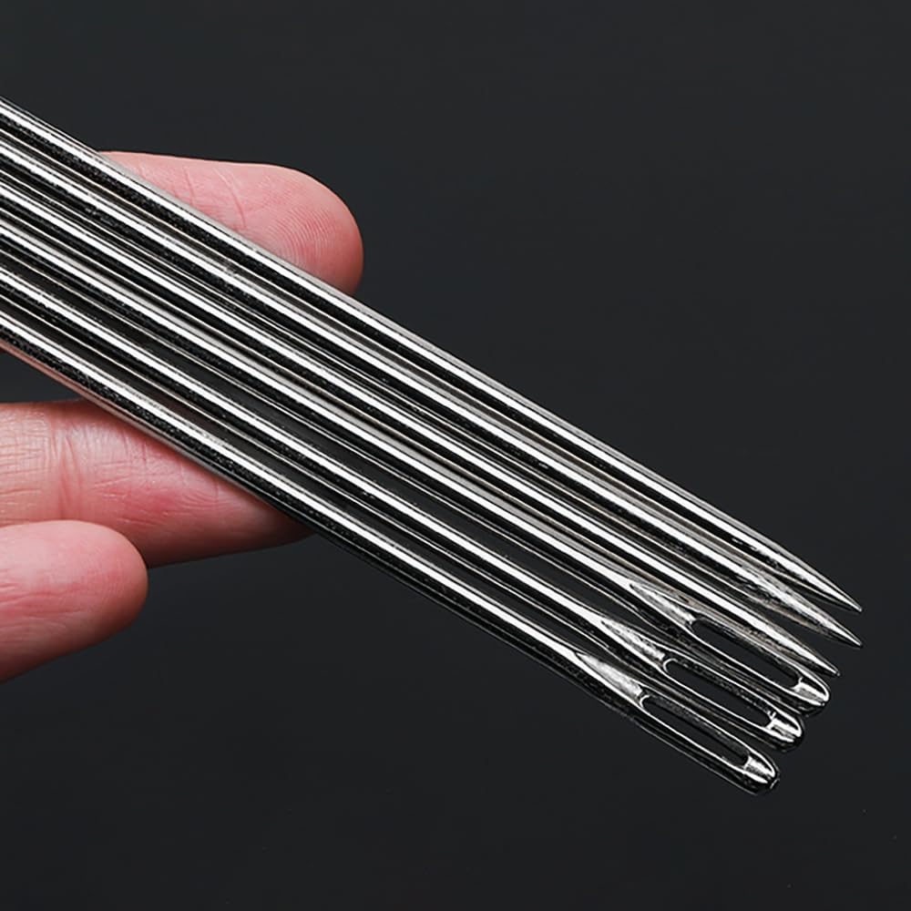 8" Professional Upholstery Needle 20cm Length 3mm Thickness, Big Eye Hand Sewing Needles for Stitching and Crafting Projects