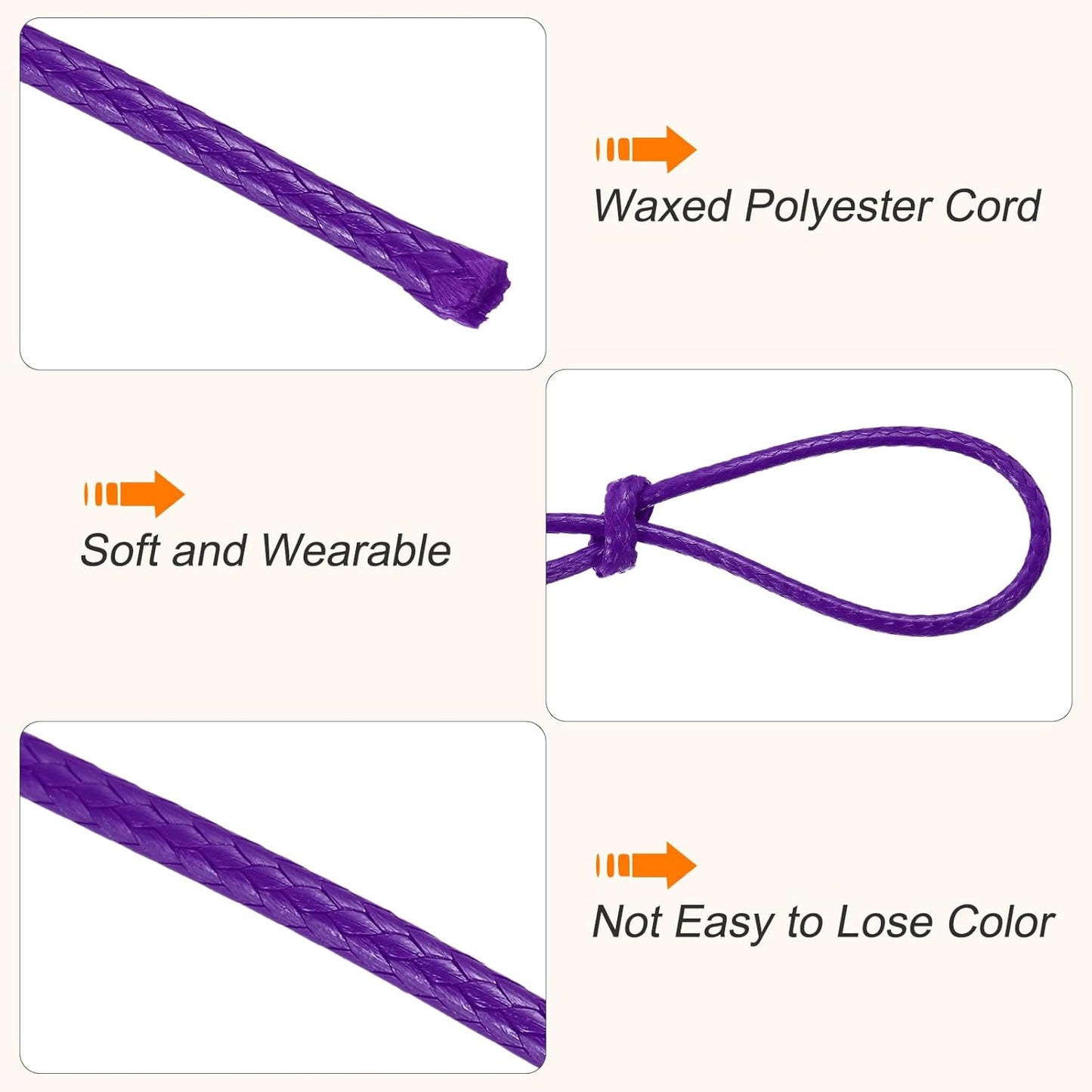 MECCANIXITY Waxed Cord 1mm Waxed Thread 87 Yard Wax String Leather Cord for Bracelet Making, Necklaces, Beading, Jewelry Making and DIY Crafts(Dark Purple)