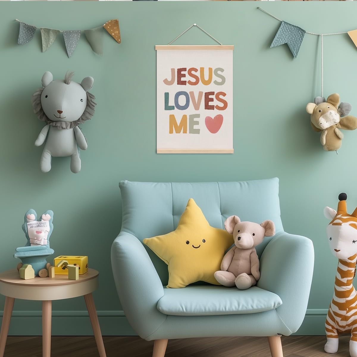 Christian Decor Boho Poster Hanger, Jesus Religious Wall Decor, Christian Gifts Bible Verse Spiritual Gifts Wall Art Wall Hanging Banner Farmhouse Church Apartment Bedroom Kitchen Decor