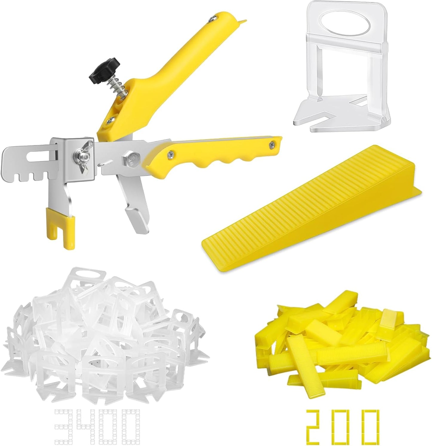 DGSL Tile Leveling System with Tile Plier - 3400-Piece Tile Spacers Clips and 200-Piece Reusable Wedges - Tile Tools Set for Stone Installation