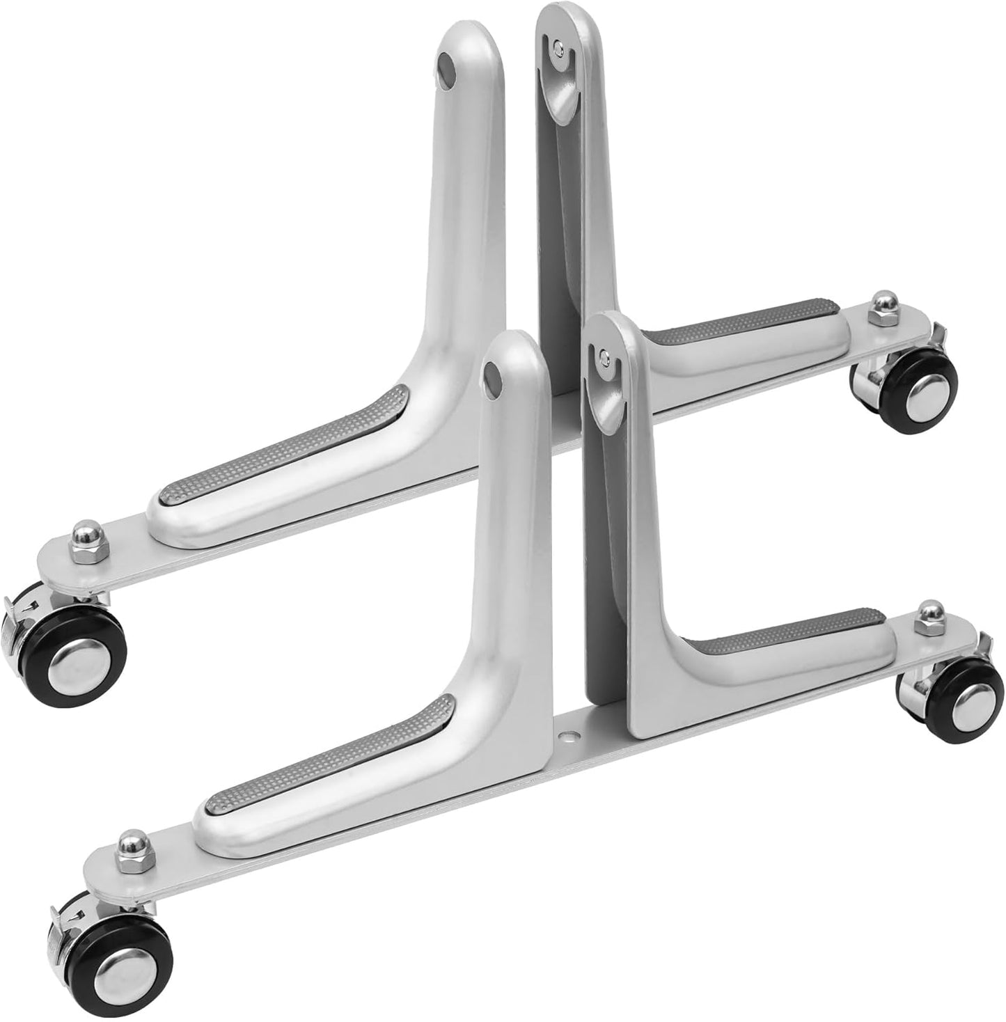 MYOYAY 2 Packs Room Divider Stabilizer Feet with Stainless Steel Wheels, Folding Room Screen Divider Stand Support Bases Privacy Screen Partition Holder Feet for Hotel Home Office (Sliver)