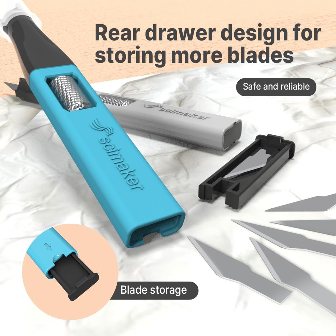5 PCS Exacto Knife,Hidden Blade Design at The End,Comes with 5 Spare High Qualiry Carbon Steel Exacto Knife Blades. Craft Knife for Crafting, Arts,Modeling,Scrapbooking,Stencil,DIY Projects.5 Color