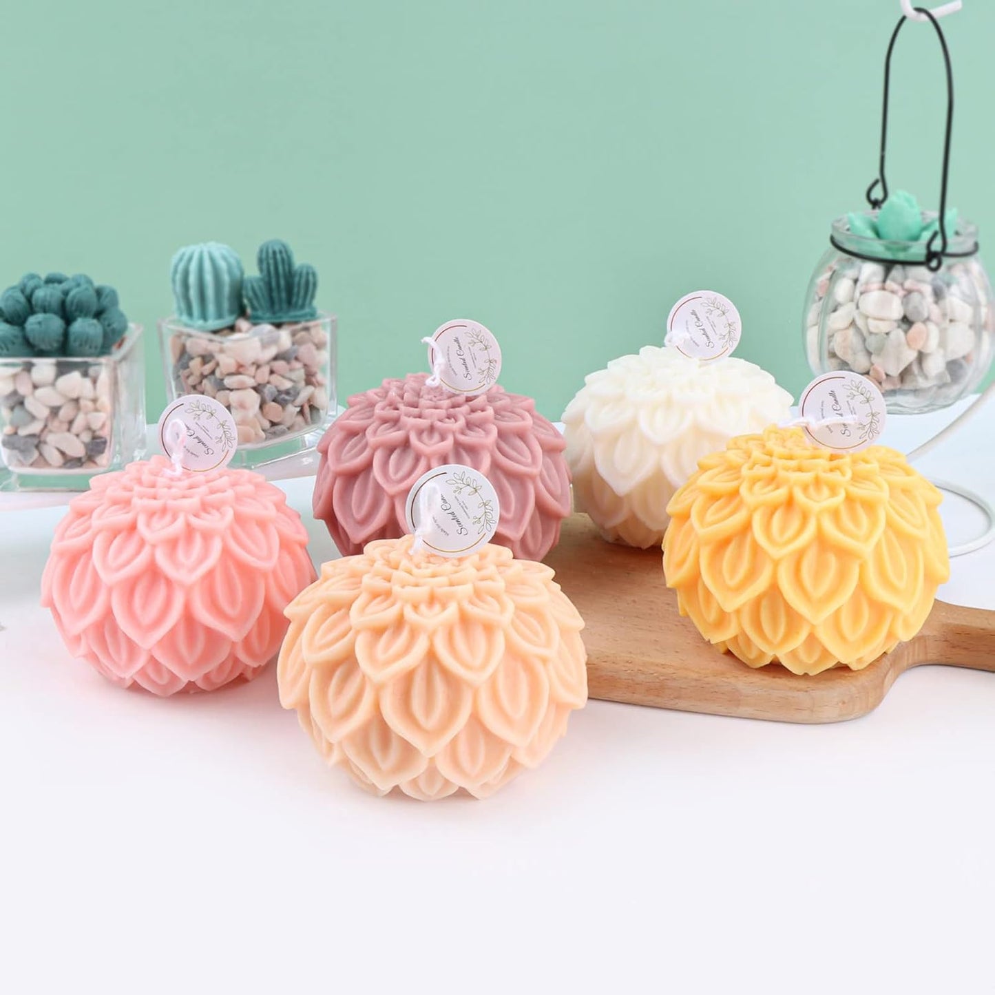 Nasturtium Ball Candle Silicone Mold Lotus Petal Flower Soap Mold for Fondant,Chocolate,Candy, Bath Bomb,Epoxy Resin,Plaster, Polymer Clay