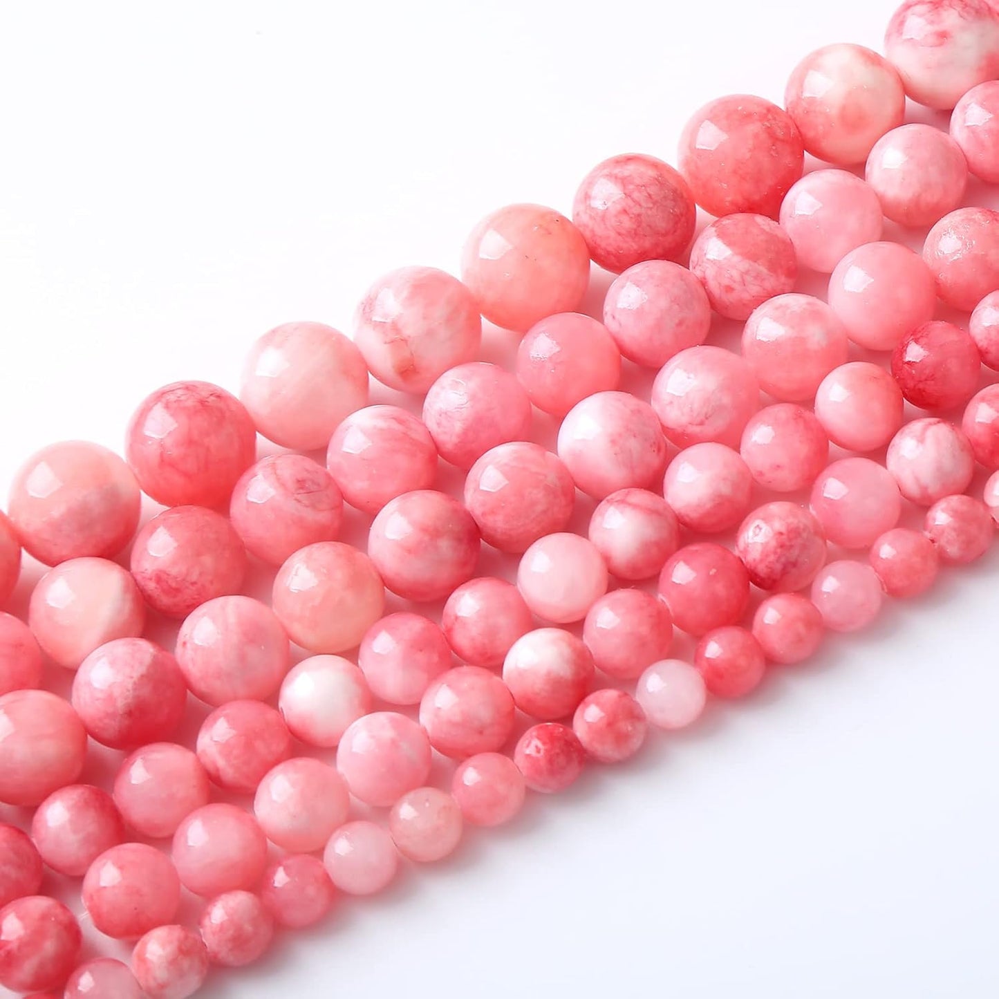 32pcs 12mm Natural Pink White Persian Jade Gemstone Beads Round Loose Spacer Beads for Jewelry Making DIY Bracelets Necklaces 15" (Pink Persian Jade, 12mm)