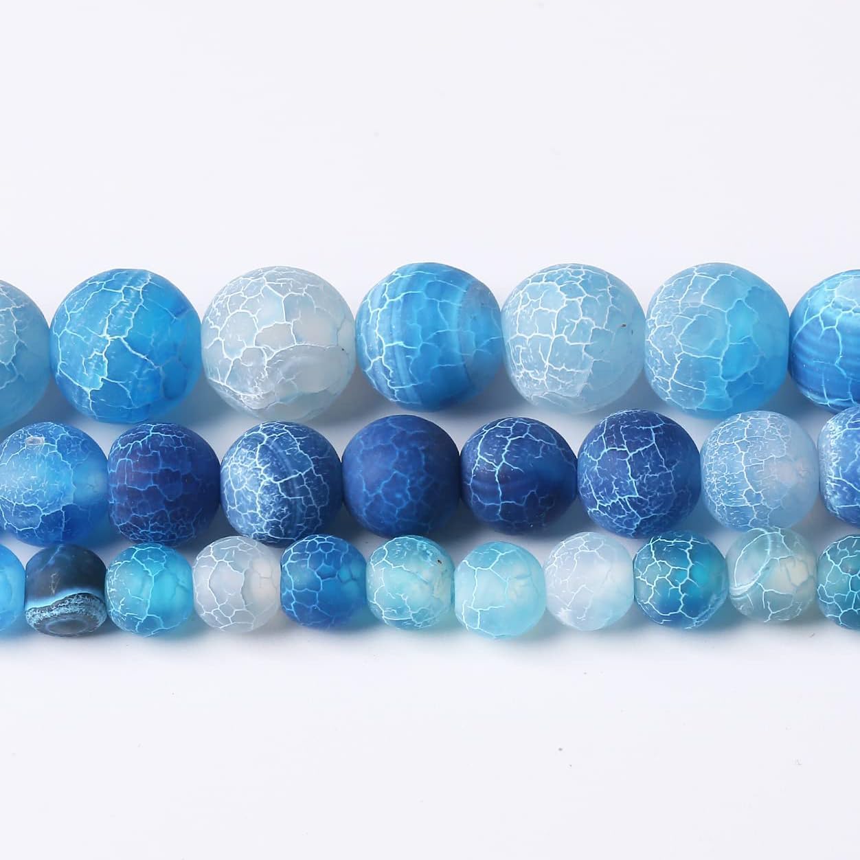 32PCS 12MM Blue Frosted Agate Stone Beads Energy Healing Beads for DIY Jewelry Bracelet Necklace Making for Jewelry Making15Inch