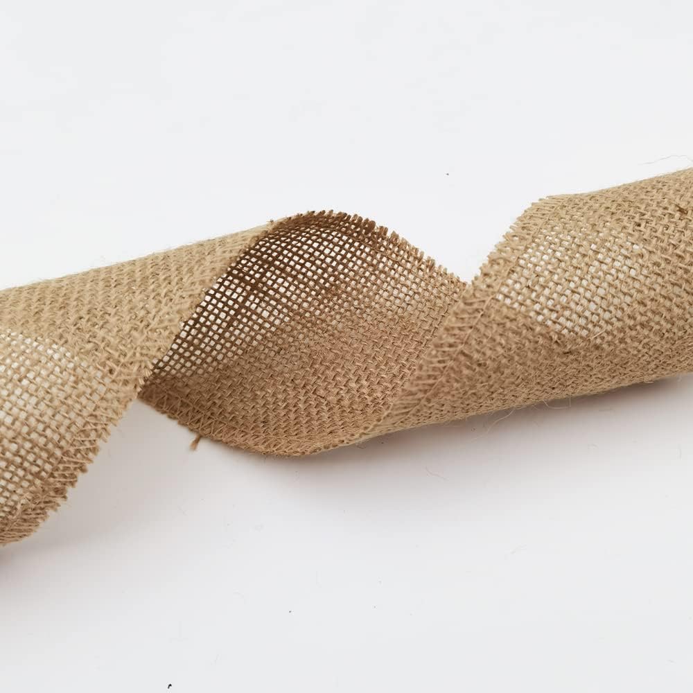 INSPIRELLE 3" Natural Burlap Fabric Roll 10 Yards Jute Ribbon for Gift Wrapping Craft Projects Wedding Decoration Home Decoration 8CM