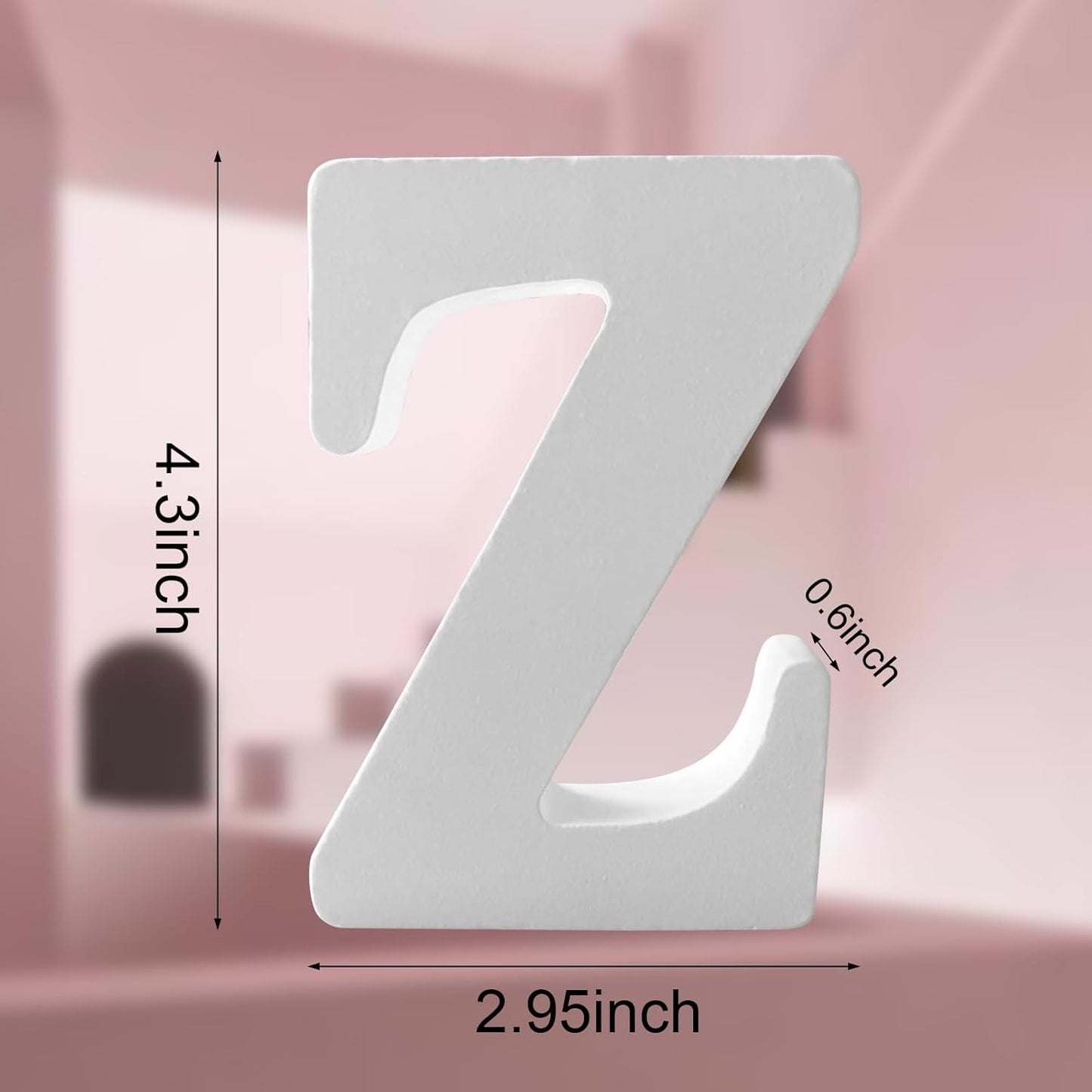 Wood Letters 4.3 Inch, White Unfinished Wood Letters for Graft, Wooden Letters for Wall Decor, Standing Letters for Bedroom, Home, Birthday, Party, DIY Graft (Z)