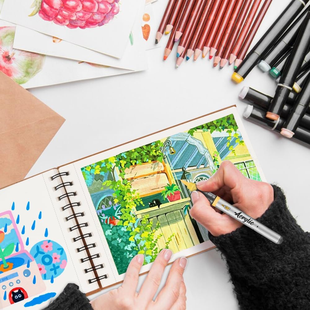 8.3x5.8 Sketch Book, Top Spiral Bound Sketch Pad, 60sheets 92lb/150gsm Nature White Paper, Acid-Free Mixed Media Paper for Painting, Dawing & Art Supplies.N-Coffee