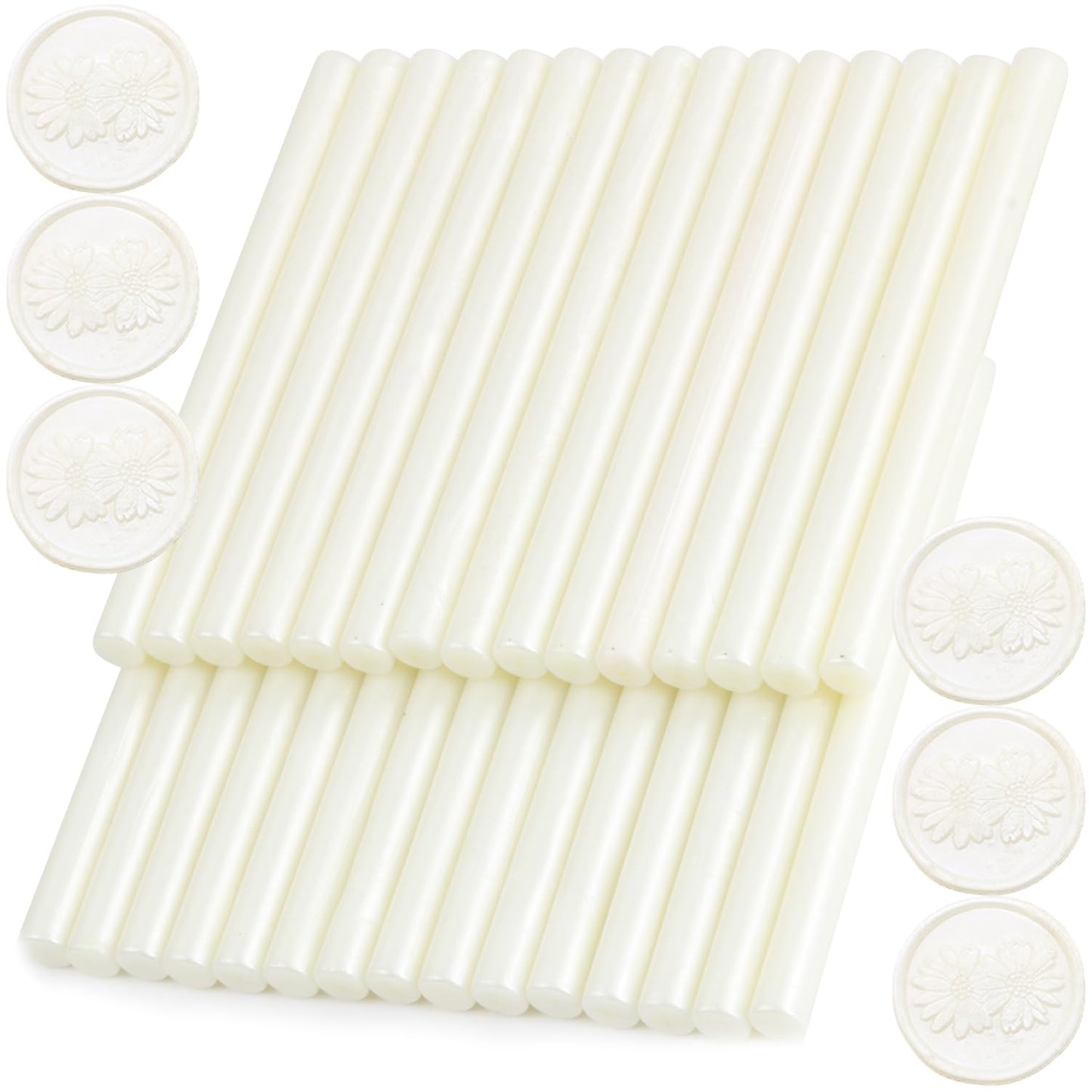 Pearl White Wax Seal Sticks, 30pcs Sealing Wax Sticks, HOSEALING Glue Gun Wax Seal Sticks for Wax Seal Stamp, Premium Sealing Wax for Wedding Invitations, Letter, Envelope (Mini Size)