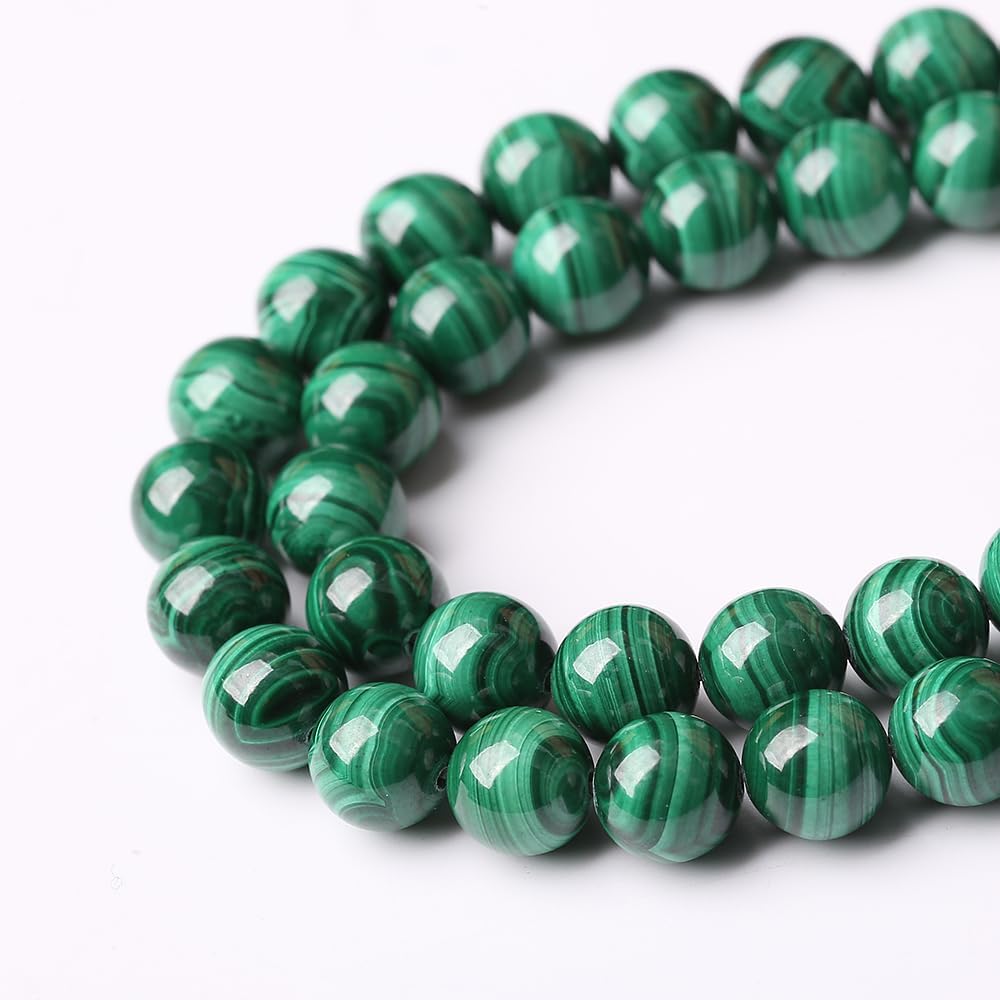 23pcs 8mm Natural Green Malachite Beads AAA Gemstone Round Loose Beads for Jewelry Making DIY Bracelets Necklaces Crystal Energy Healing Stone Beads
