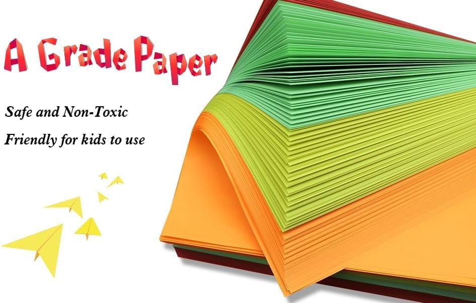 BUBU Origami Paper Kit 1000 Sheets 6 Inch Square Double Sided Color 20 Vivid Colors for Beginners Trainning and School Craft Lessons