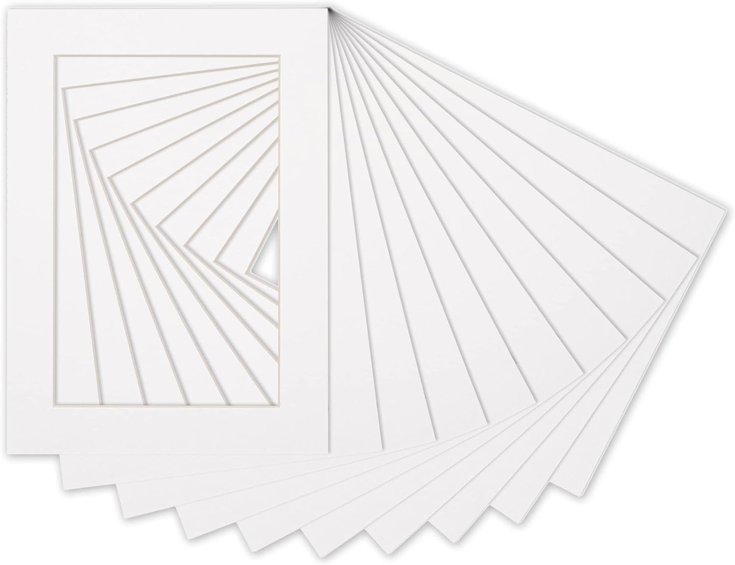 Poster Palooza 8x10 Mat Bevel Cut for 5x8 Photos - Acid Free White Precut Matboard - For Pictures, Photos, Framing - 4-ply Thickness