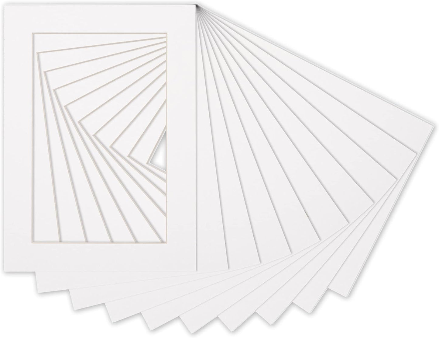 Poster Palooza 8.5x11 Mat Bevel Cut for 7x9 Photos - Acid Free White Precut Matboard with Backing Board and Crystal Clear, Self Seal Photo Mat Bag - for Pictures, Photos, Framing - 4-ply Thickness