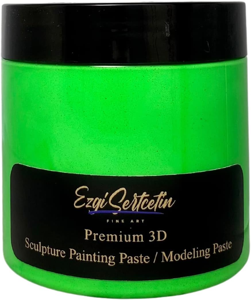 3D Sculpture Painting Paste|Texture Paste|Decorative Plaster|Ready to Use|Unique Colors|Ideal for Artwork|Stencil|Flowers|Texture|Art Relief| 6 oz (Neon Green)
