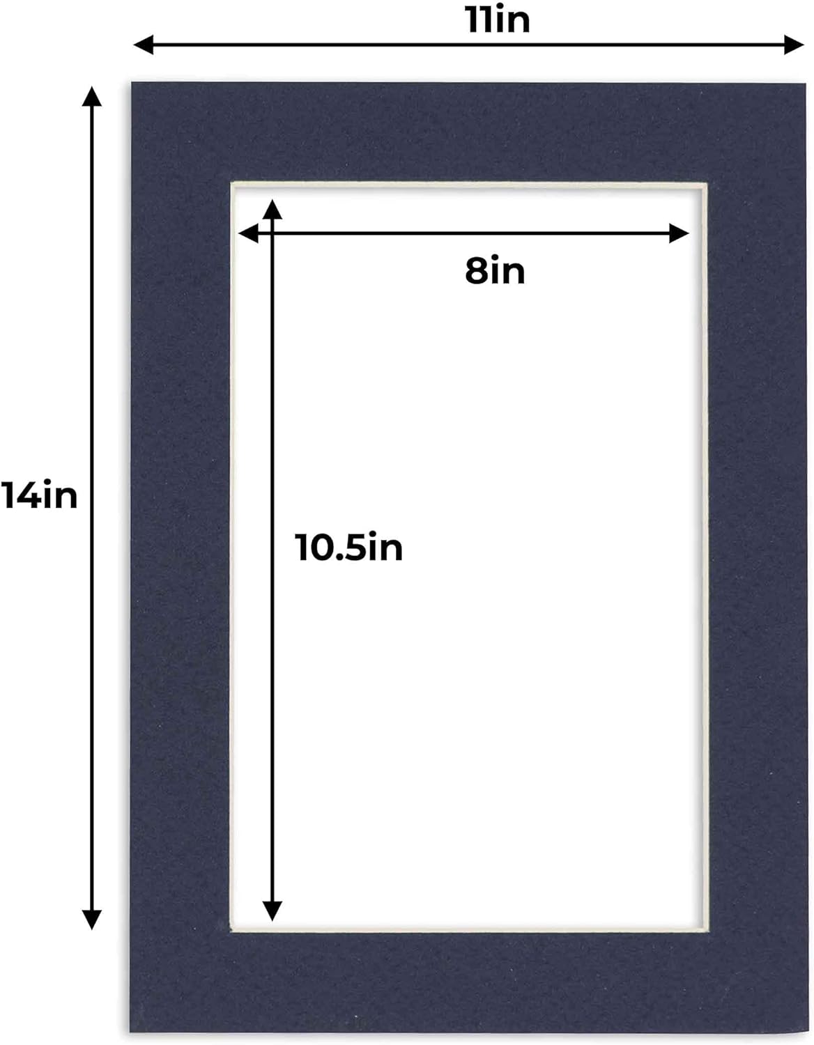 11x14 Mat for 8.5x11 Photo - Precut Navy Picture Matboard for Frames 11 x 14 Inches - Bevel Cut Matte to Display Art 8.5 x 11 Inches - Acid Free Pack of 10 MATS with Backing Boards & Clear Bags