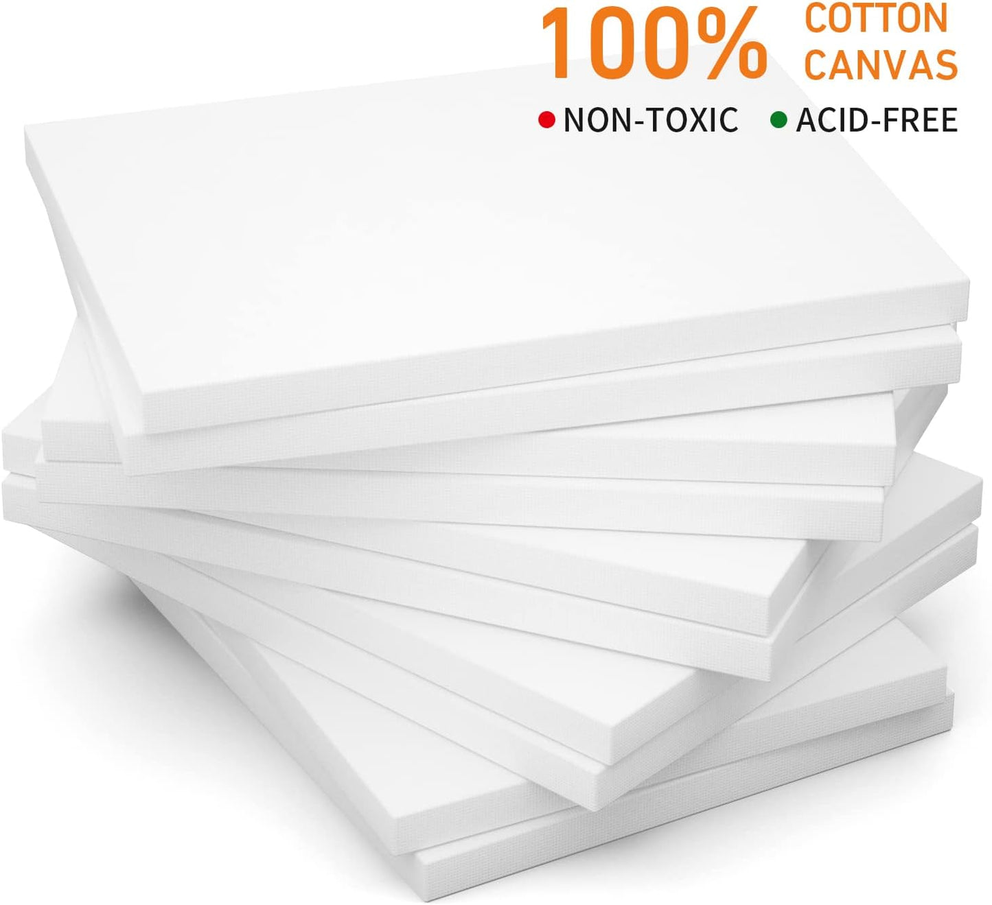 GOTIDEAL Stretched Canvas, 8x10 Inch Set of 10, Primed White - 100% Cotton Artist Canvas Boards for Painting, Acrylic Pouring, Oil Paint Dry & Wet Art Media