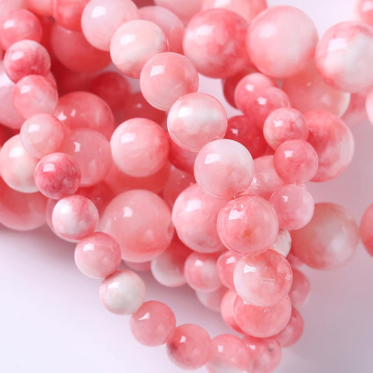 60pcs 6mm Natural Pink White Persian Jade Gemstone Beads Round Loose Spacer Beads for Jewelry Making DIY Bracelets Necklaces 15" (Pink Persian Jade, 6mm)