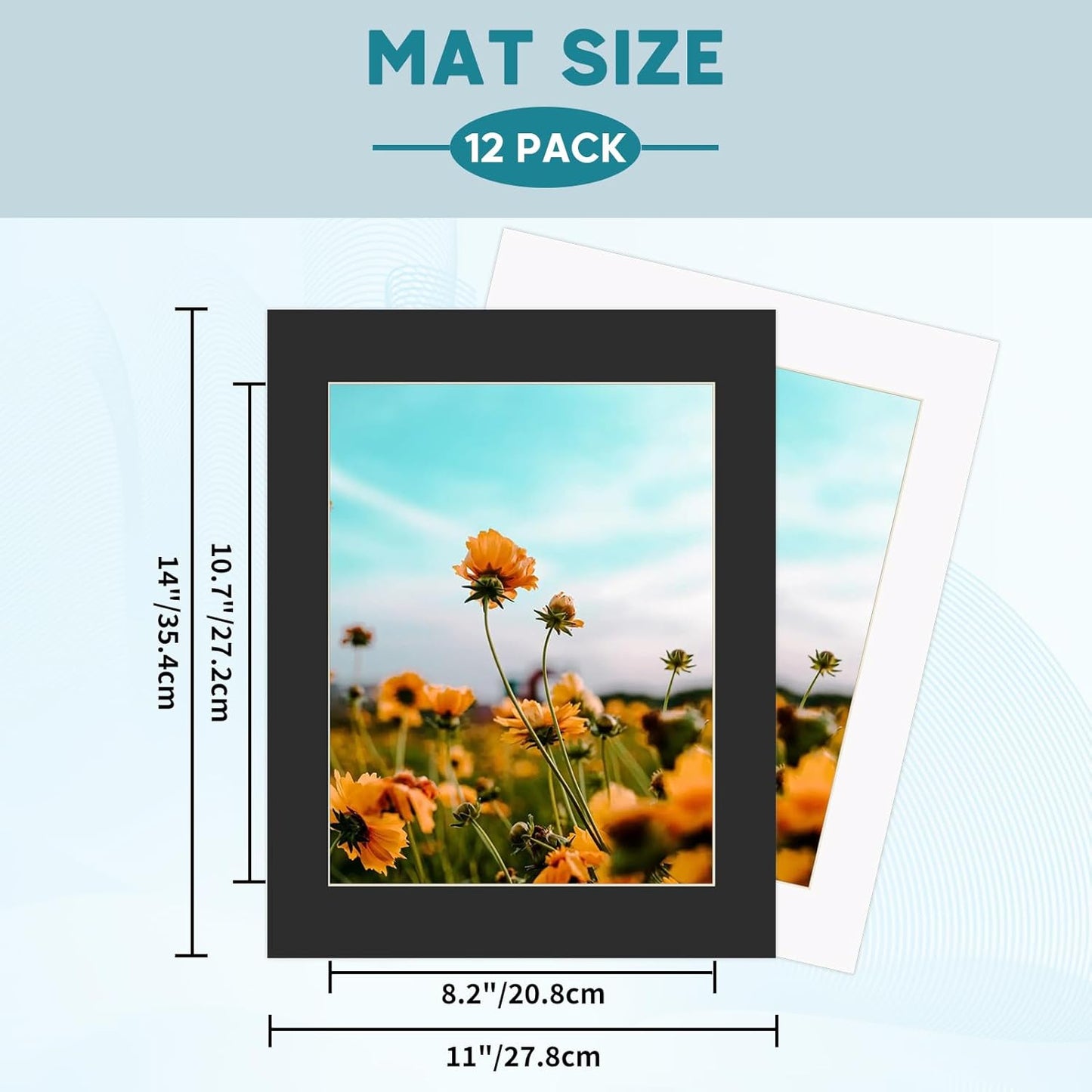 ZBEIVAN 12 Packs White and Black Colors 11x14 Picture Frame Mats for 8.5x11 Photos, Artworks and Prints, White Core Bevel Cut Frame Mattes