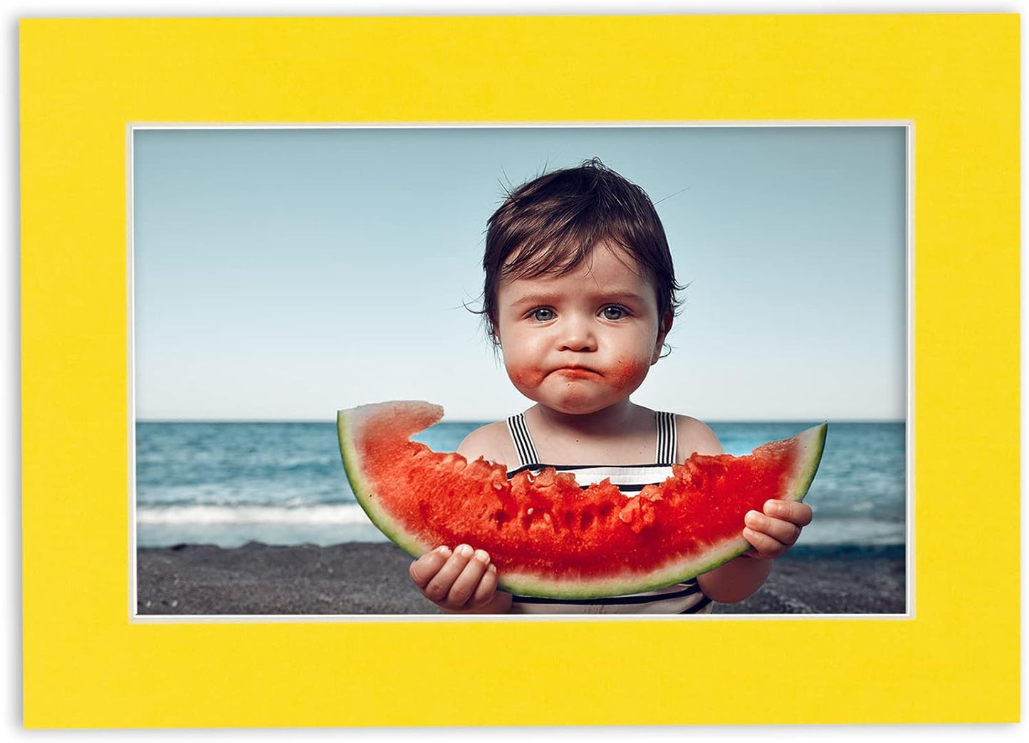 8x10 Mat Bevel Cut for 5.5x8.5 Photos - Acid Free Yellow Precut Matboard - for Pictures, Photos, Framing - 4-ply Thickness