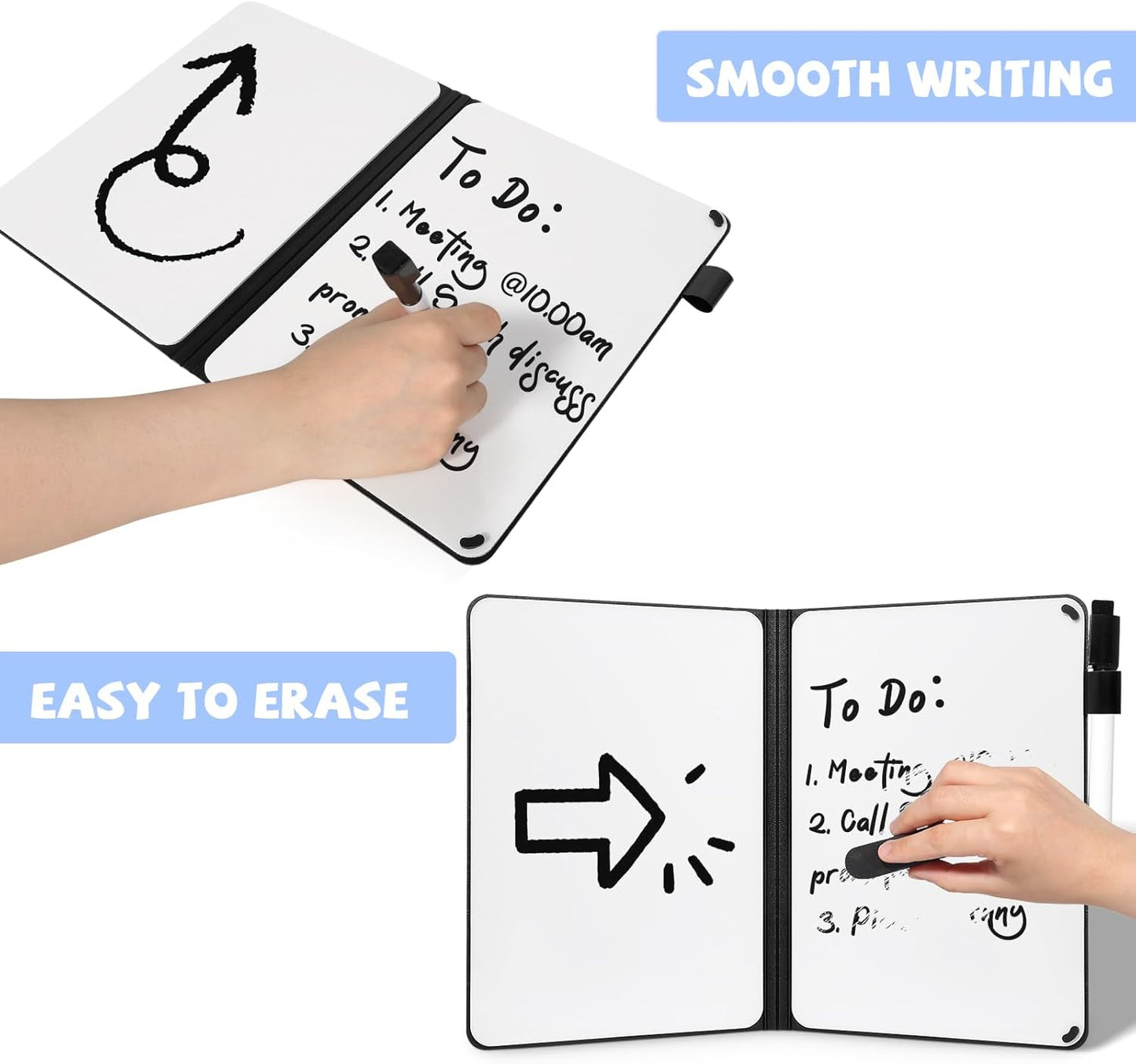 AGM Portable White Board Dry Erase, Double Sided Folding Whiteboards with Pen, Small Dry Erase Board for Study, Meeting, Doodling, Planning, Blue