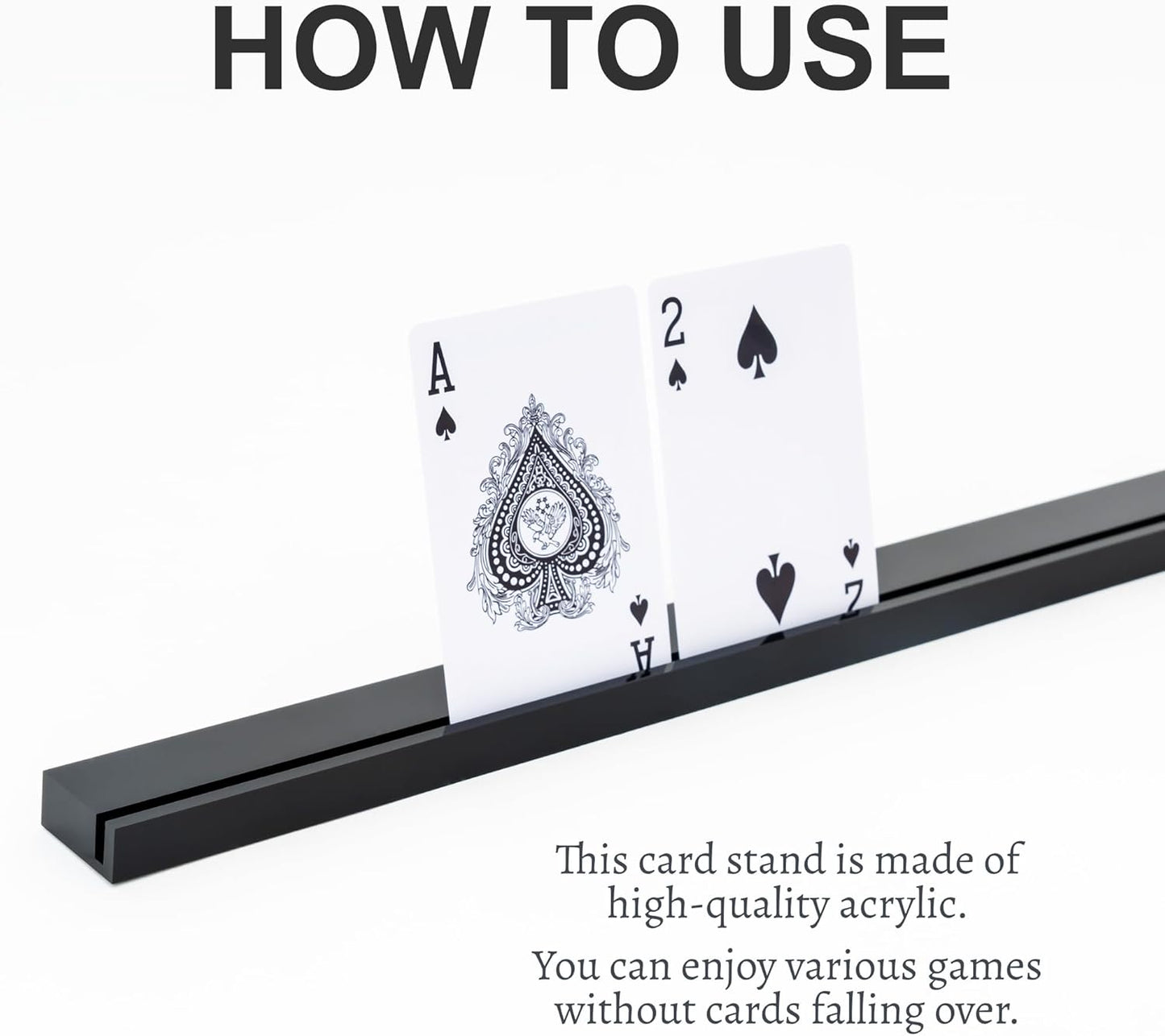 Playing Card Holders 13.4 Inches Black Acrylic Solid Card Holder for Playing Card Games (4 pcs., Black)