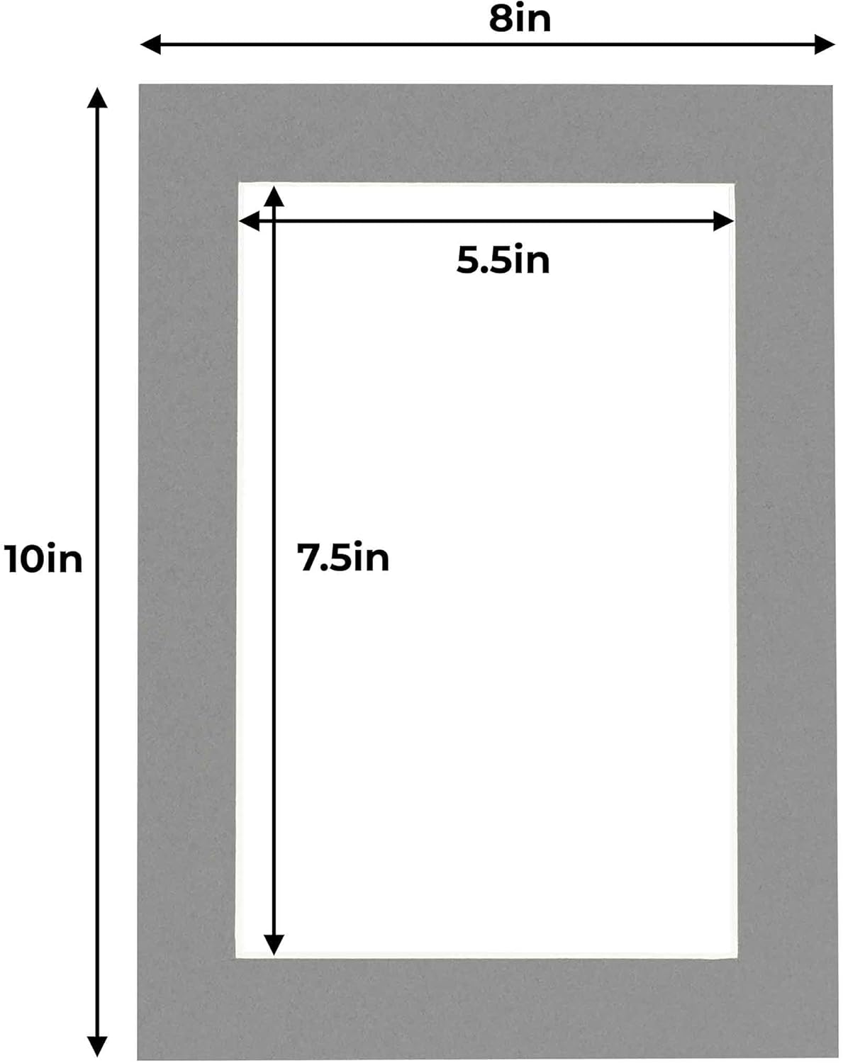 8x10 Mat for 6x8 Photo - Precut Mid Grey Picture Matboard for Frames Measuring 8 x 10 Inches - Bevel Cut Matte to Display Art Measuring 6 x 8 Inches - Acid Free ONE MAT
