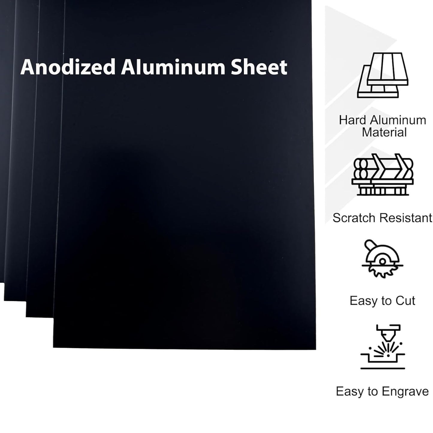 10Pcs Black Anodized Aluminum Sheet 5" x 7" x 1/32" (0.8mm) Corrosion-Resistant Metal Plates for Laser Engraving, DIY Crafting, Sign Making, Home Decor