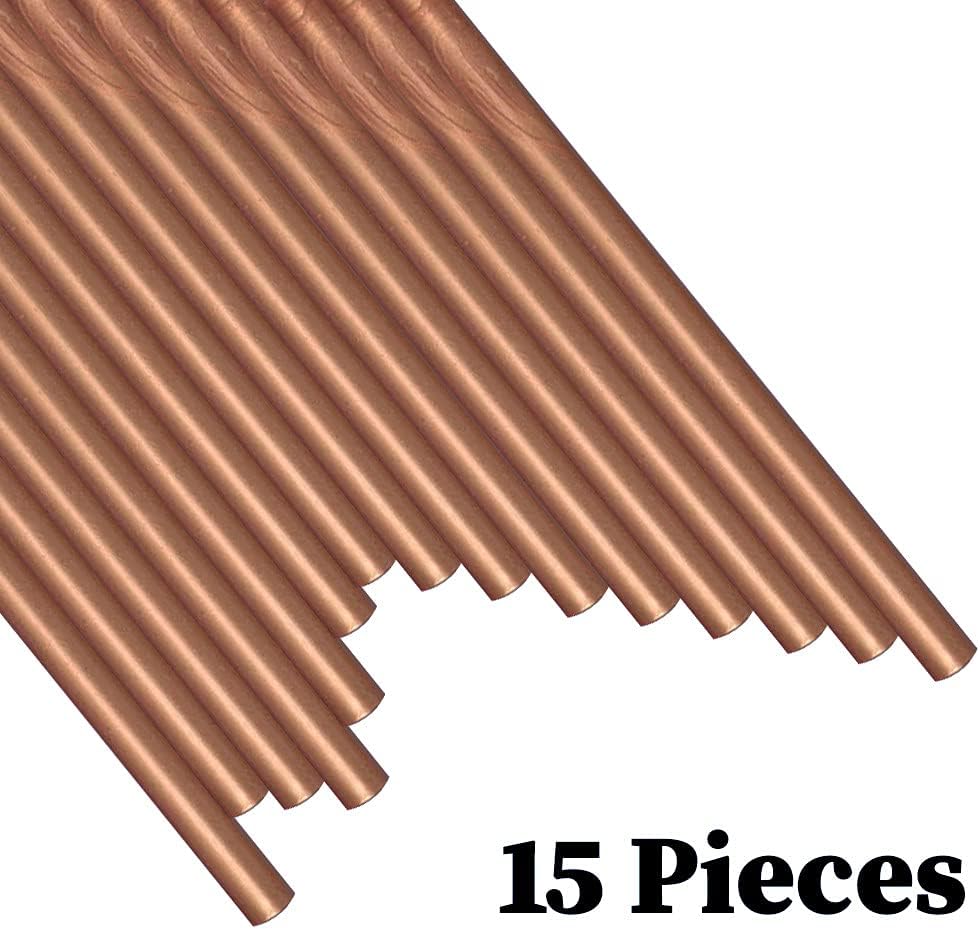 Wax Seal Sticks, Afobby 15 Pieces Glue Gun Sealing Wax Sticks for Wax Seal Stamp, Red Copper Wax Sealing Sticks for Wedding Invitations, Cards, Envelopes