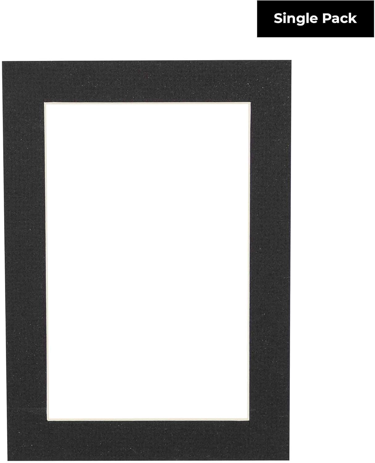 6x8 Mat for 8x10 Frame - Precut Mat Board Acid-Free Show Kit with Backing Board, and Clear Bags Textured Black 6x8 Photo Matte Made to Fit a 8x10 Picture Frame Matboard for Framing, Pack of 1 Mat