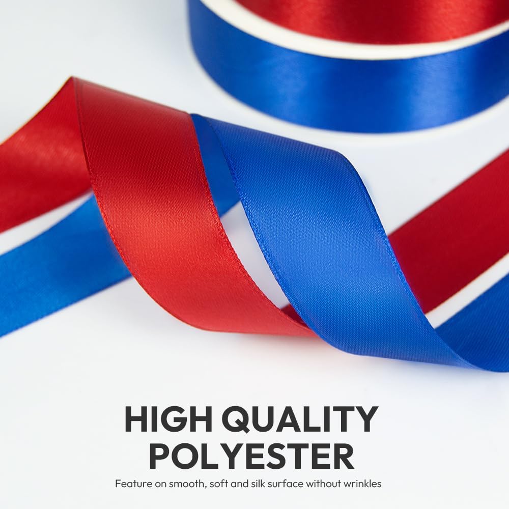 KMER LIFE 1 inch Wide x 50 Yards White Single Faced Polyester Satin Ribbon, White Satin Ribbon Perfect for Wedding Decor, Wreath, Crafts, Gift Wrapping & Other Projects (White)
