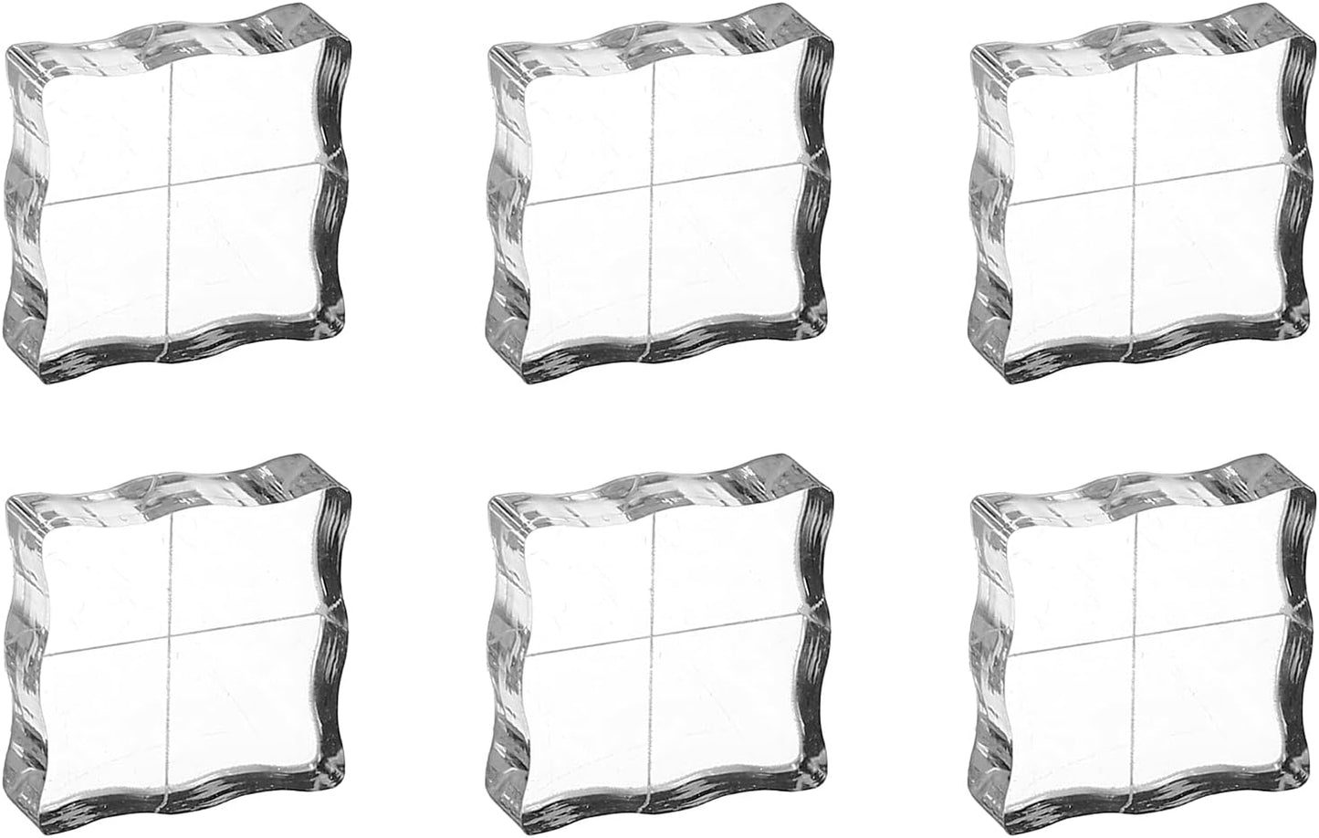 PATIKIL 1"x1" Acrylic Stamp Block, 6Pcs Clear Stamping Block with Grid Lines Decorative Mounting Blocks Wave for Scrapbooking DIY Crafts Card Making