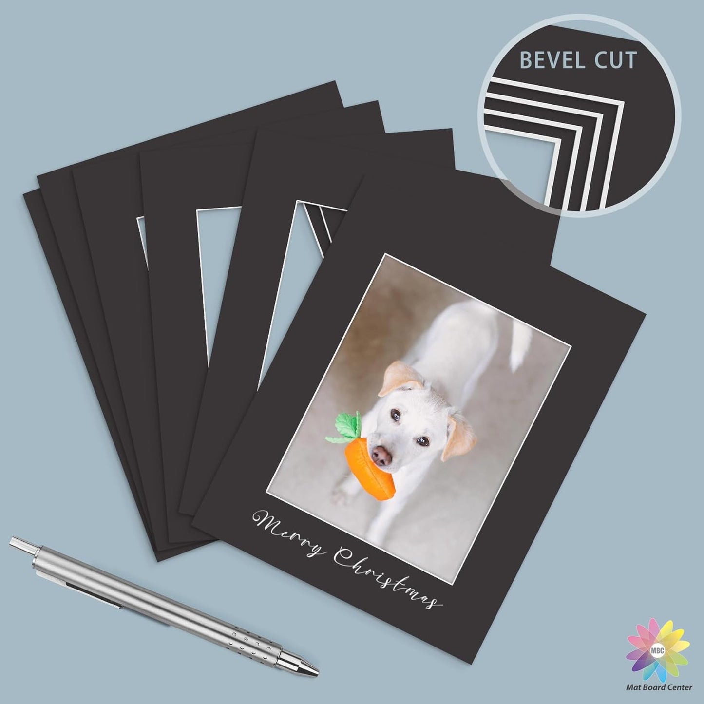 Mat Board Center, Pack of 25, 16x20 for 11x14 Black Mats - Acid Free, 4-ply Thickness, White Core - for Pictures, Photos, Framing