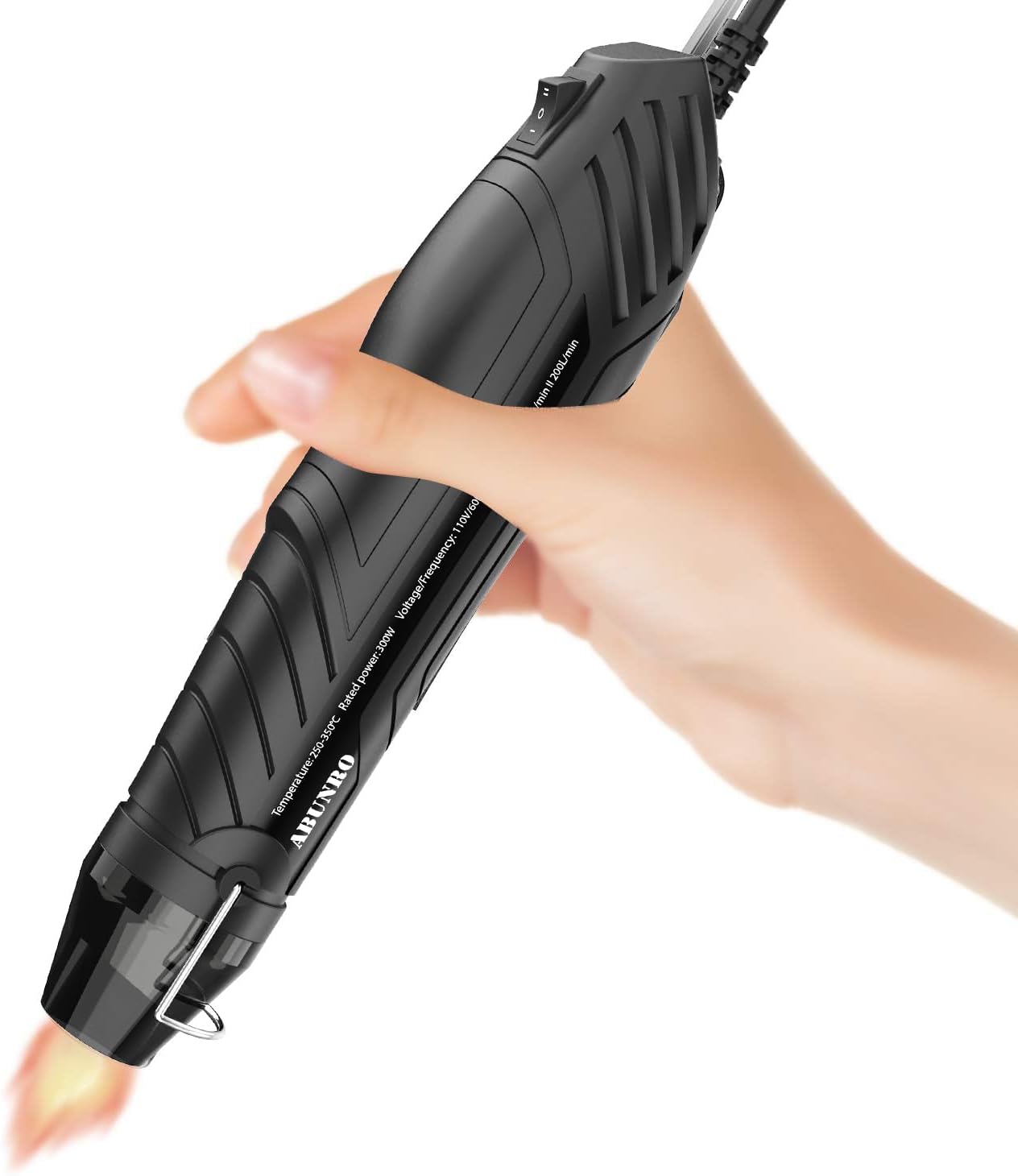 Mini Heat Gun, 300W Dual Temperature Hot Air Gun (110V) with 6.6ft Long Cable & Reflector Nozzle - Ideal for Epoxy Resin Crafts, Shrink Wrapping, Embossing & Vinyl Wrap (2-Temp Settings MF300)