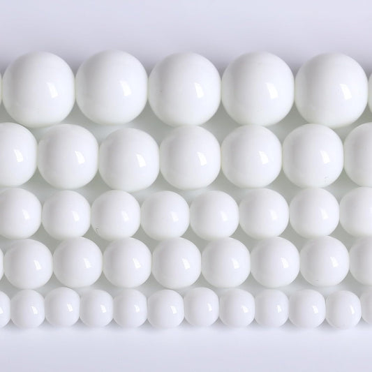 8MM Natural Stone White Porcelain Agate Beads Round Loose Stone Beads for Jewelry and Bracelets Making 90pcs 2 Strands 32"