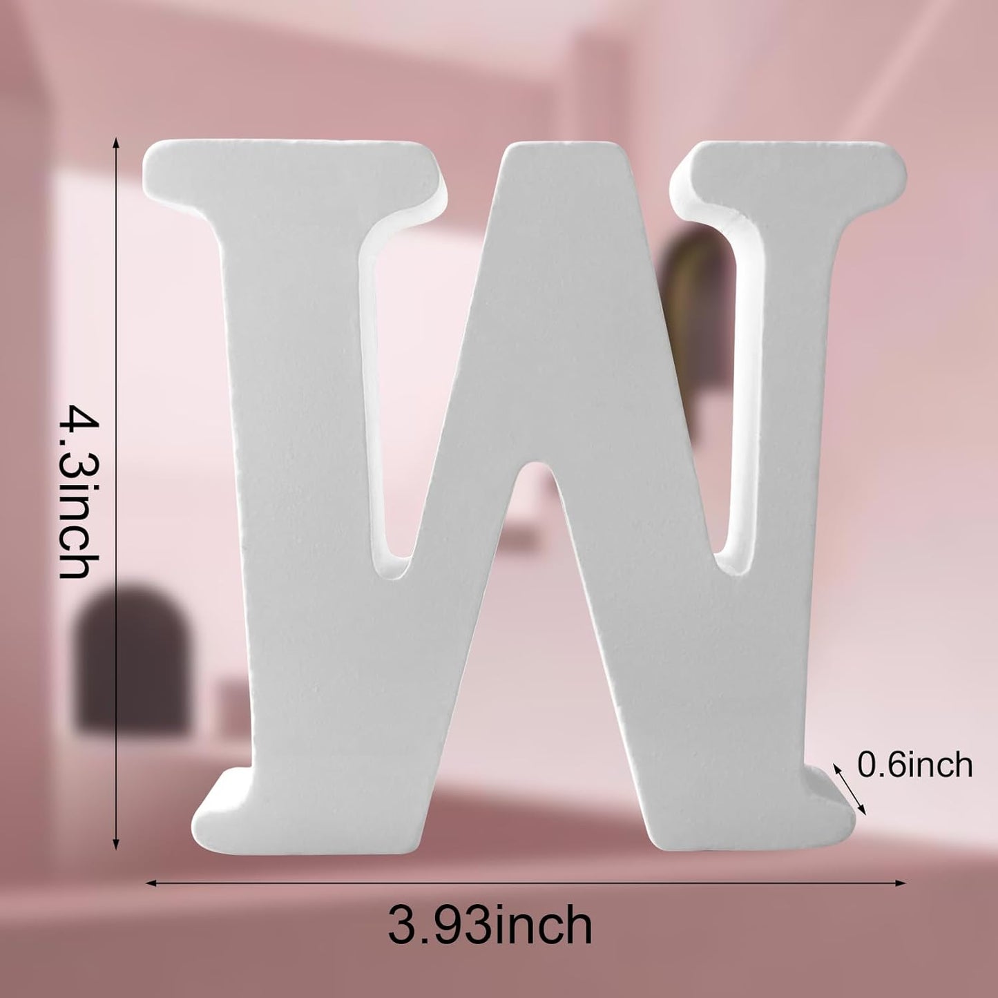 Wood Letters 4.3 Inch, White Unfinished Wood Letters for Graft, Wooden Letters for Wall Decor, Standing Letters for Bedroom, Home, Birthday, Party, DIY Graft (W)