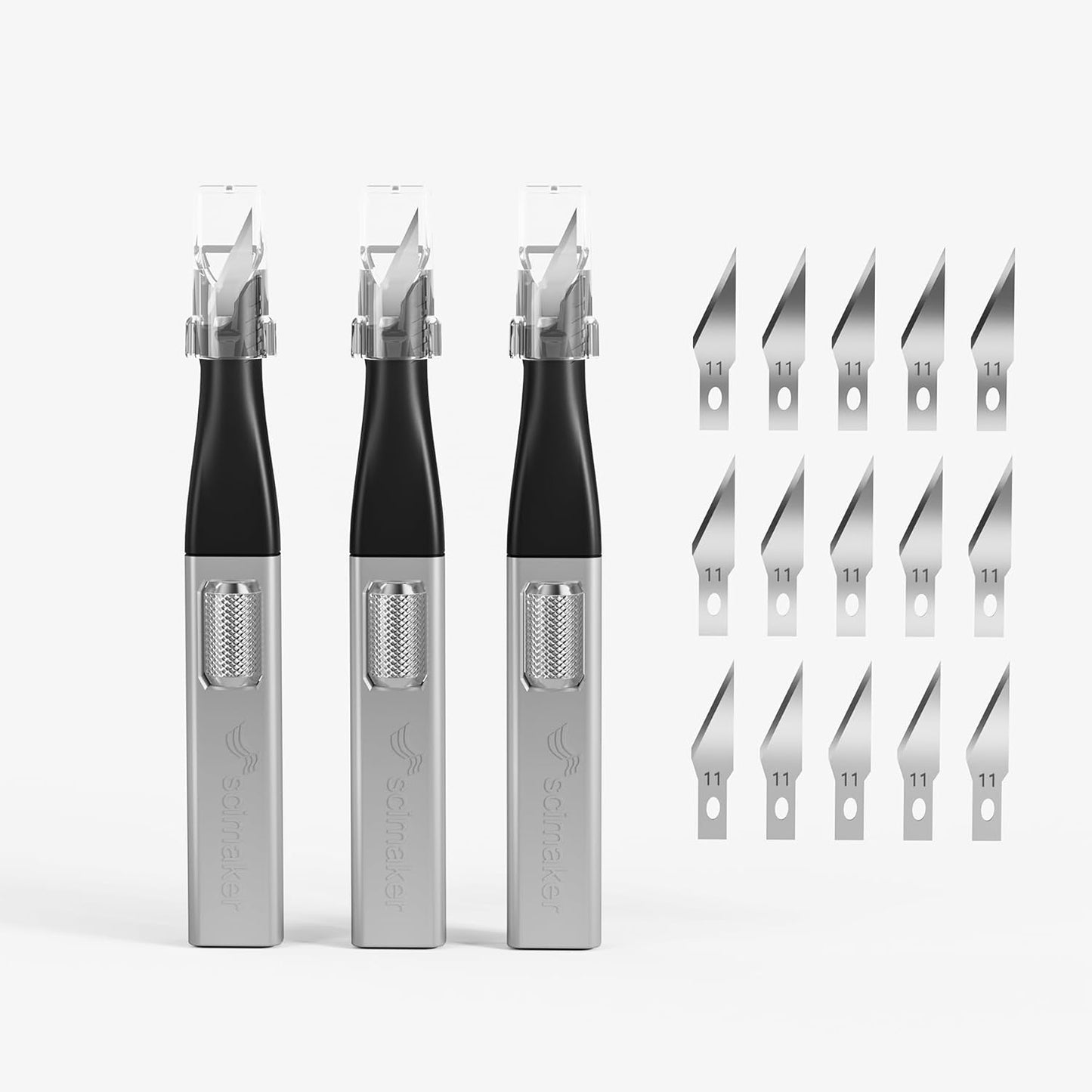 3 PCS Exacto Knife,Hidden Blade Design at The End,Comes with 5 Spare High Qualiry Carbon Steel Exacto Knife Blades. Craft Knife for Crafting, Arts,Modeling,Scrapbooking,Stencil,DIY Projects.Silver