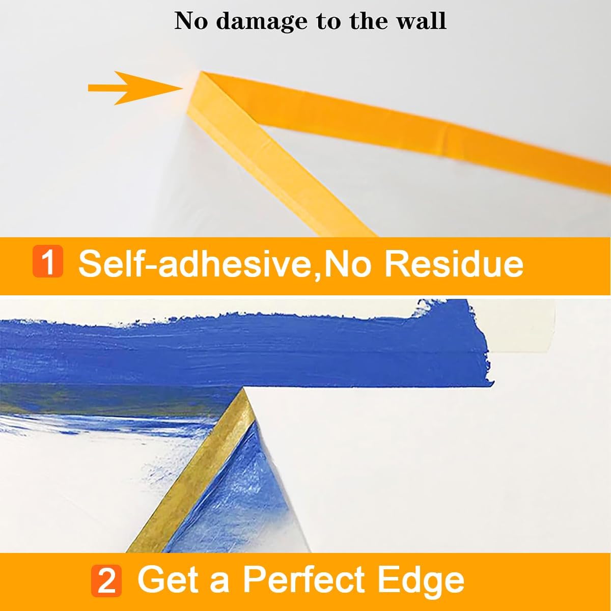 6 Pack Protective Masking Film with Tape 5 x 65 Ft Car Painters Plastic Sheeting Roll Tape and Drape Masking Film for Automotive Painting Covering Frames, Furniture, Auto Body