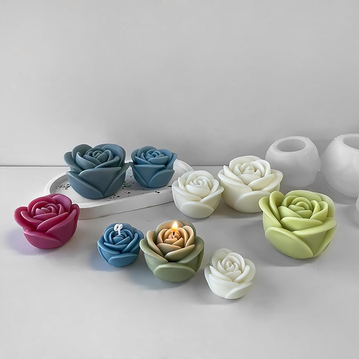 2 Pack Tulip Peony Rose Resin Casting Silicone Molds for Candle Making & Home Decor
