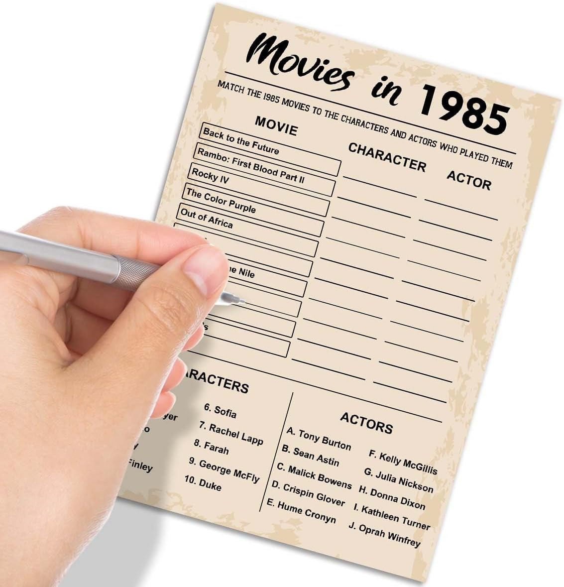 40th Birthday Party Games, Movies in 1985 Games, Birthday Party Supplies for Adults, Fun 1985s Party Game，Pack of 30 Cards