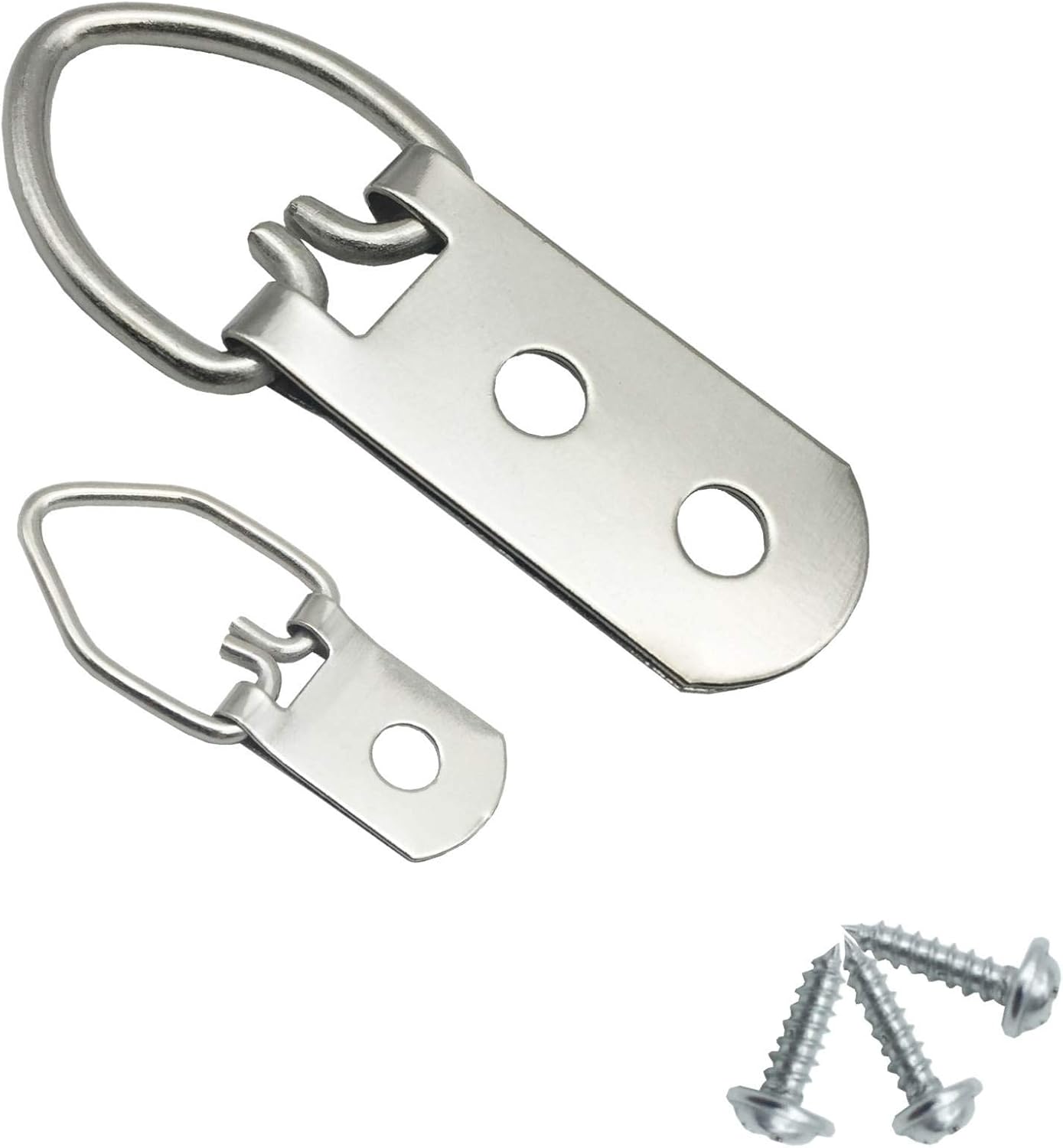 70 Pack D-Ring Steel Picture Hangers Heavy Duty with Screws Picture Frames Double Holes Clasp Picture Hang Solutions, for Hanging Clock Paintings Artwork Picture Frame Hook Photos Mirrors