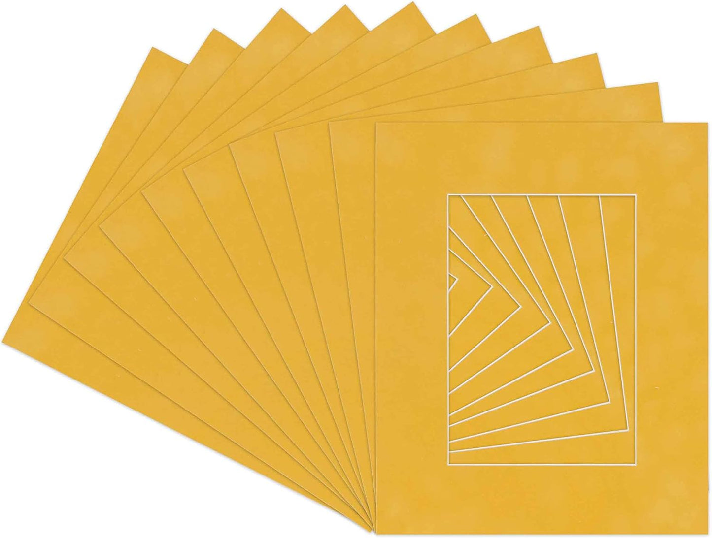 Pack of 25 Acid Free 11x14 Mats Bevel Cut for 8.5x11 Photos - Sunrise Yellow Suede Precut Matboards For Pictures, Photos, Framing - 4-ply Thickness