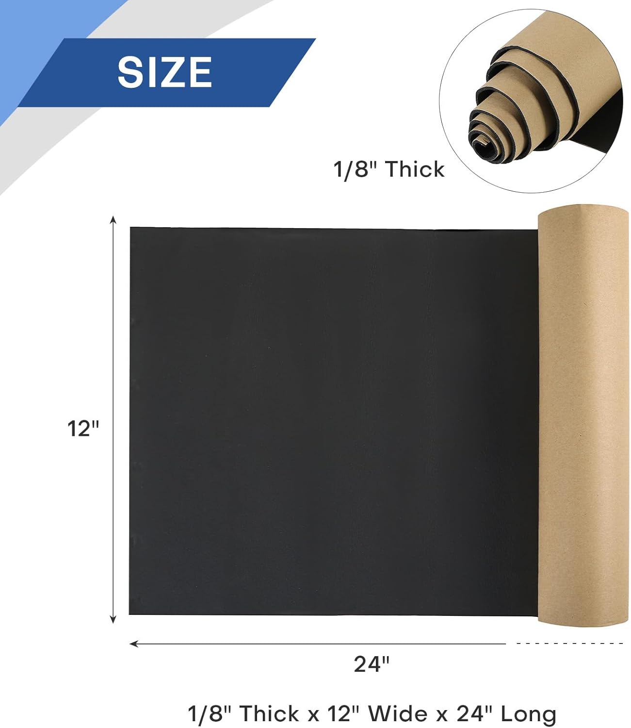 MYFULLY Sponge Neoprene Roll with Adhesive, Waterproof Foam Rubber Sheet Cut to Multiple Dimensions and Lengths for Shock Pad, Gaskets, DIY, Crafts (1/8" Thick x12 Wide x 24" Long)