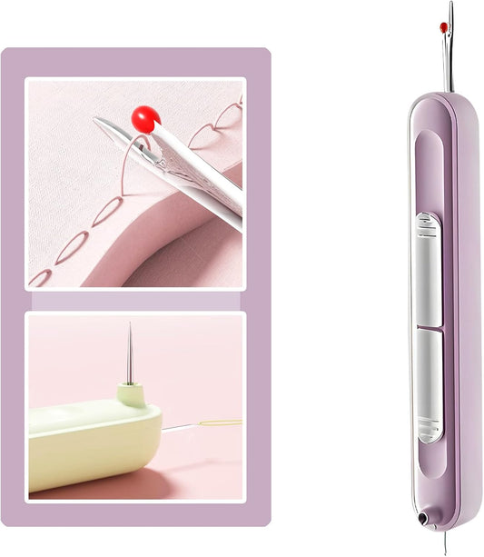 Upgraded 2 in 1 Automatic Needle Threaders Seam Ripper,Quilting Supplies Sewing Kit,Quick Sewing Machine Loop Needle Threaders (1PCS-Purple)