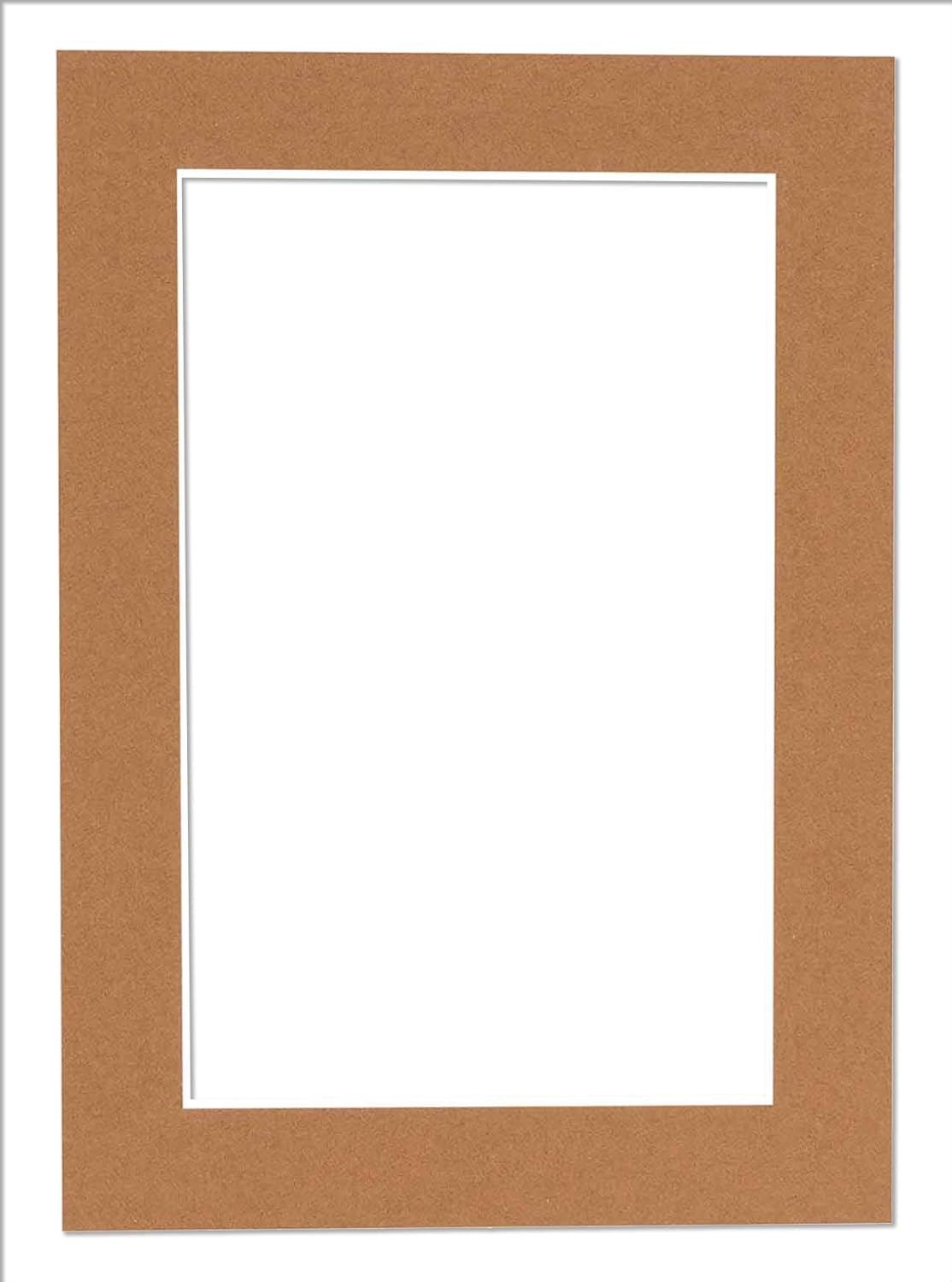 8x10 Mat Bevel Cut for 5.5x8.5 Photos - Acid Free Aged Oak Brown Precut Matboard With Backing Board and Crystal Clear, Self Seal Photo Mat Bag - For Pictures, Photos, Framing - 4-ply Thickness