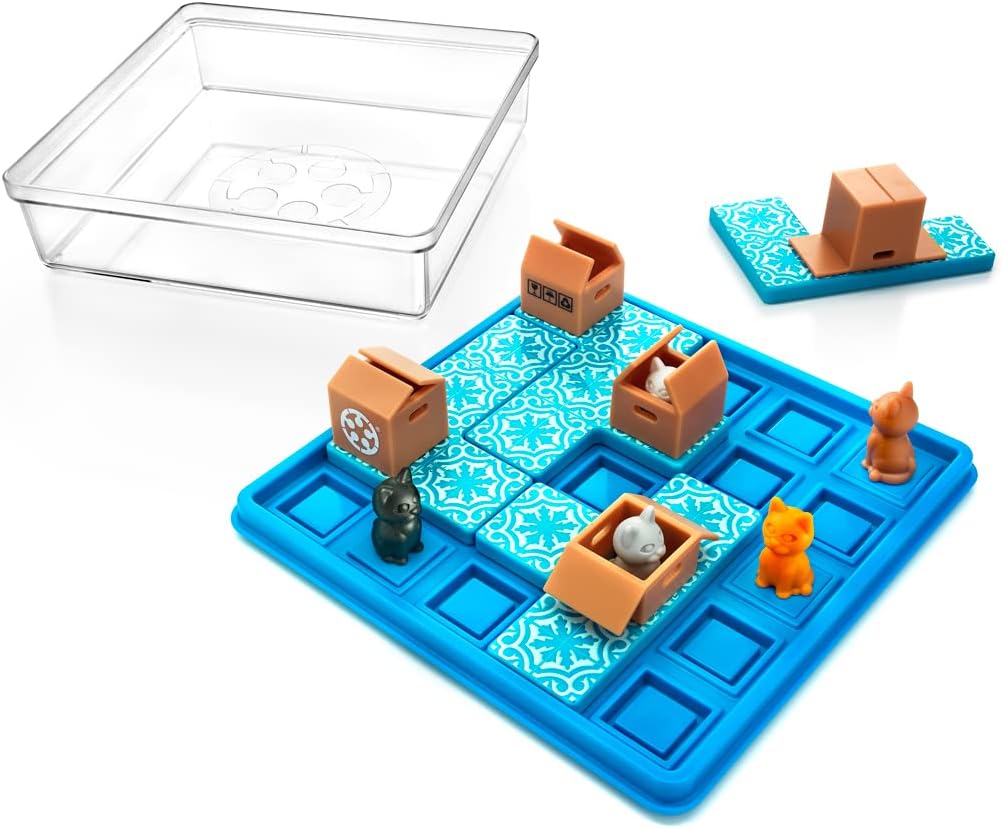 SmartGames Cats & Boxes Travel Game with 60 Challenges for Ages 7-Adult