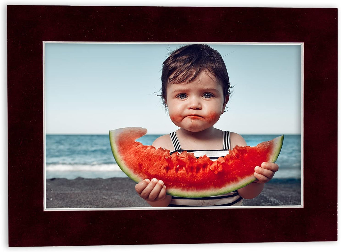 8x10 Mat Bevel Cut for 6x8 Photos - Acid Free Dark Red Suede Precut Matboard - For Pictures, Photos, Framing - 4-ply Thickness