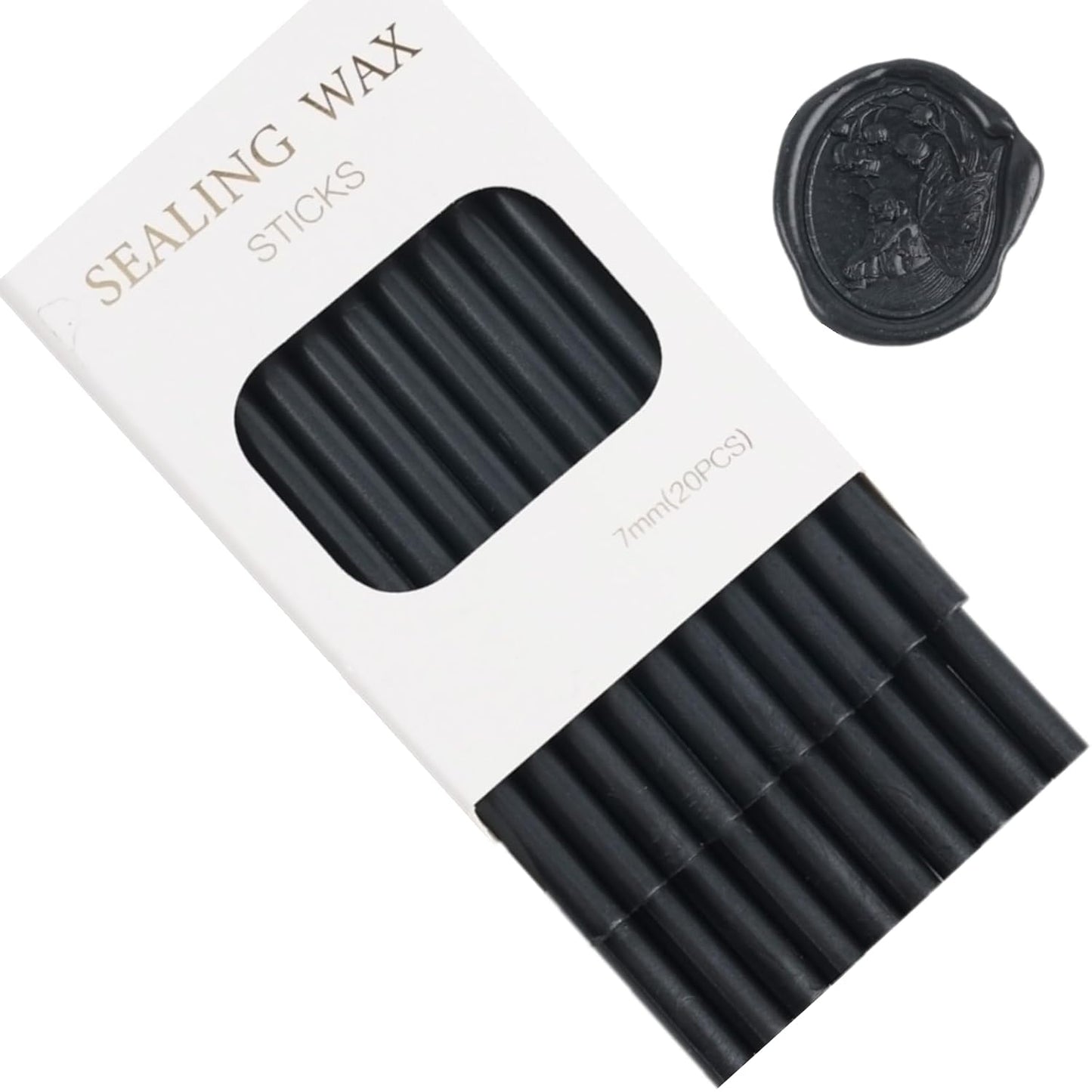 Wax Seal Sticks, ONWINPOR 20Pcs Black Waxing Sealing Stick with 0.28'' Glue Gun, Glue Gun WaxSealSticks Set, Great for WaxSeal Stamp, Wedding Invitations, Gift Wrapping (20, Black)