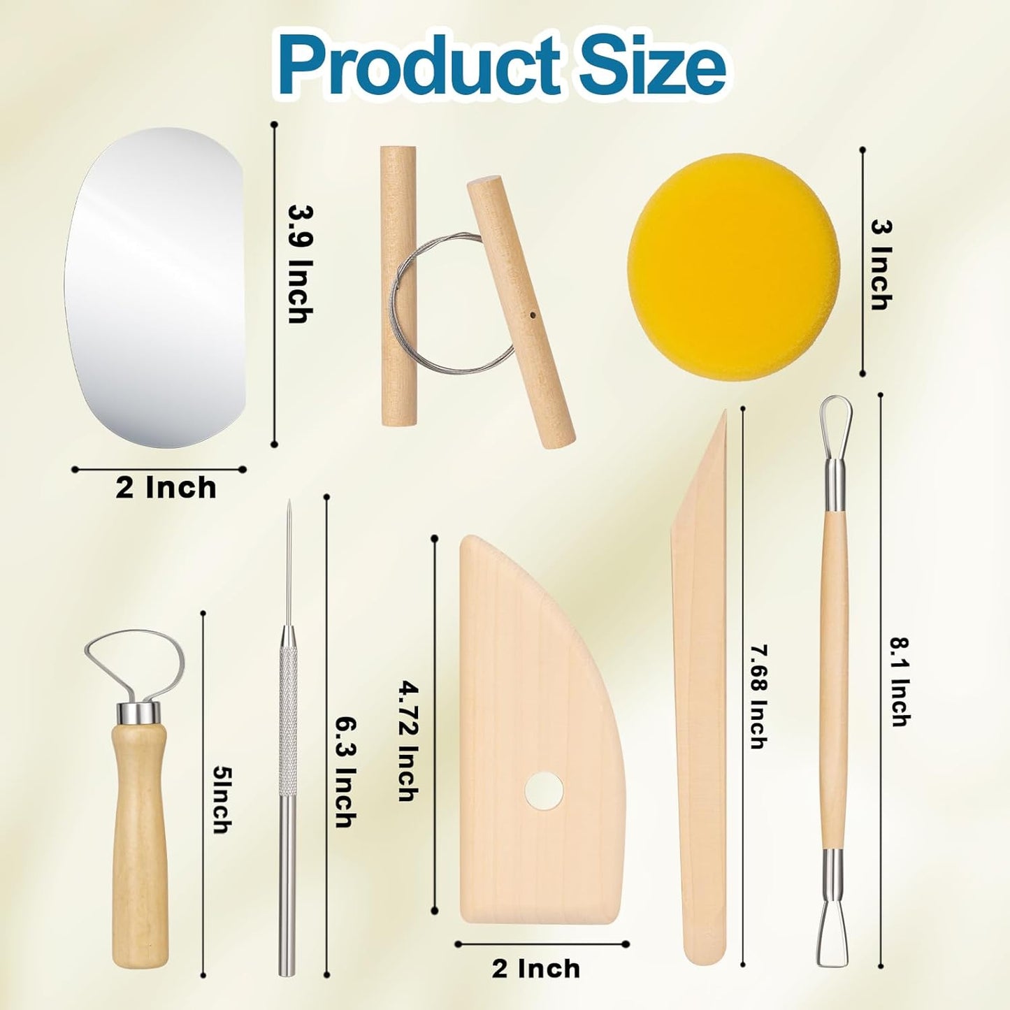 Amrules Clay Tools Kit, 8 PCS Pottery Tools, Practical Polymer Sculpting Tool Kit, Air Dry Clay Tool Set Suitable for Adults, Pottery Craft, Dotting, Drawing, Modeling, Shaping