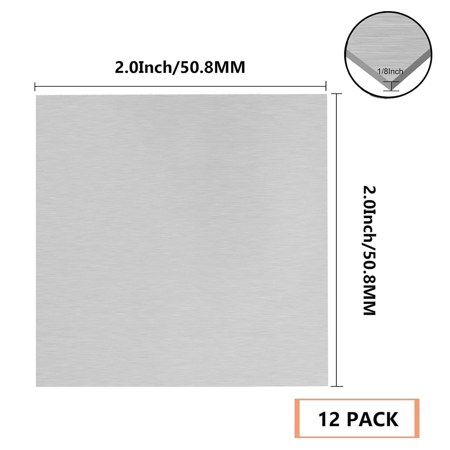 Welding Kit 12Pack 6061 T651 Small Aluminum Sheet Metal 2" X 2" X 0.125Inch Flat Plain 3MM Aluminum Plate Weld Practice kit for MIG, TIG, Stick, Arc, Gas, Brazing, Welding Practice Kit for Beginners